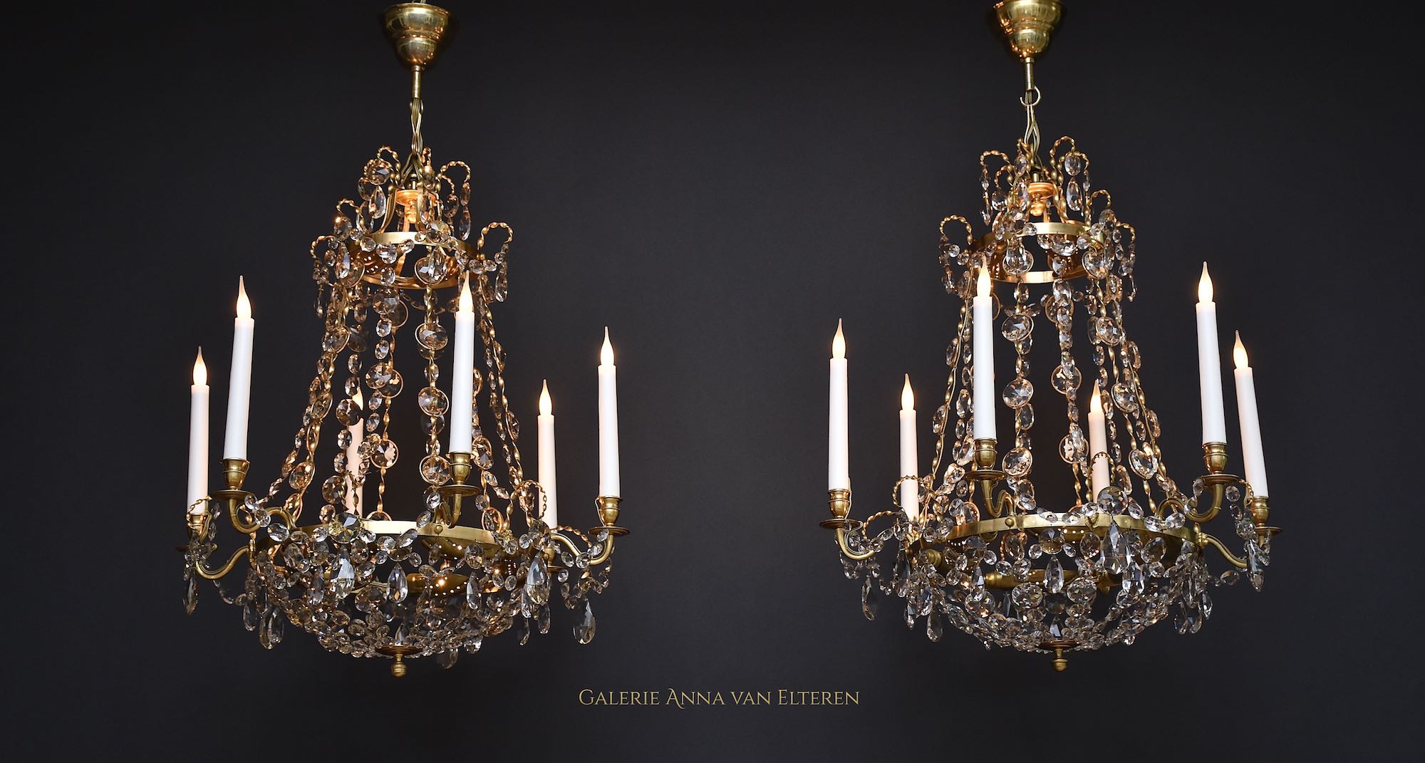 Two Swedish Gustavian style chandeliers