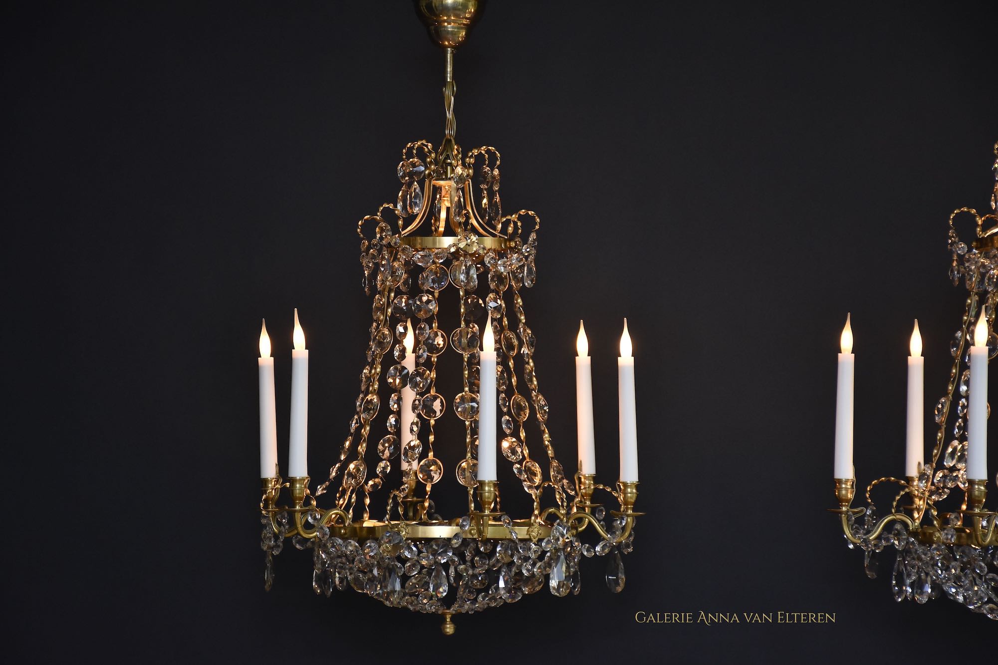 Two Swedish Gustavian style chandeliers