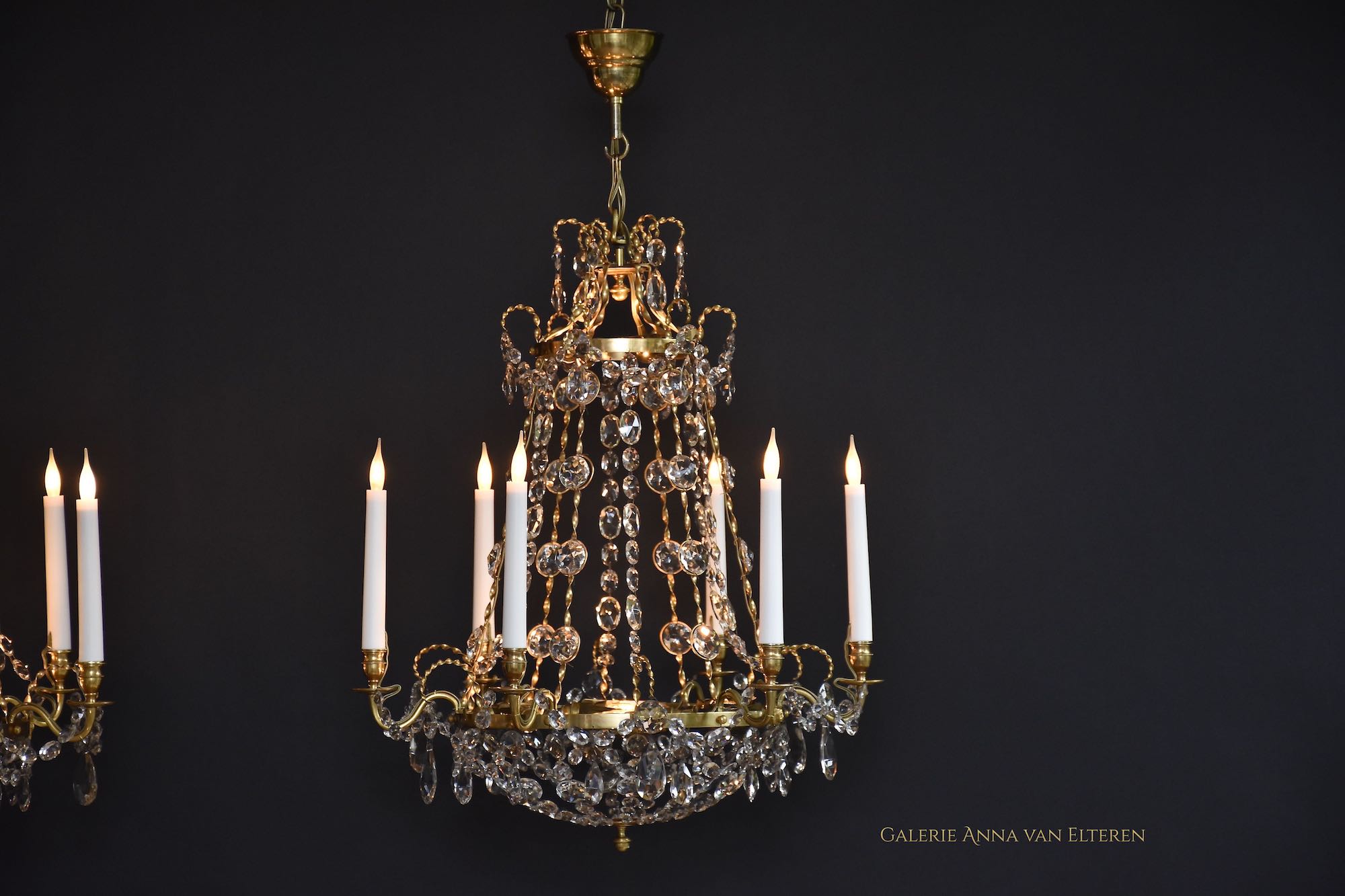 Two Swedish Gustavian style chandeliers