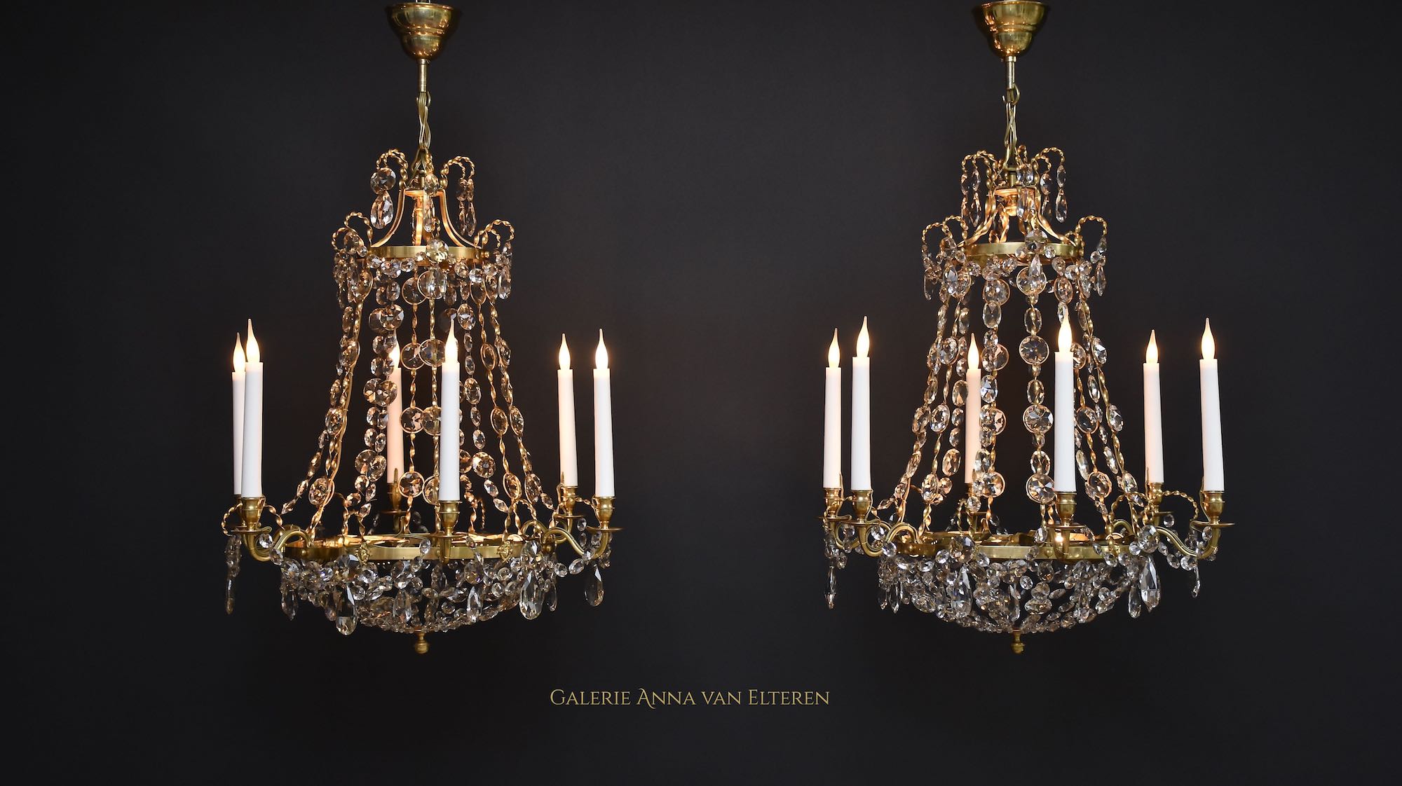 Two Swedish Gustavian style chandeliers