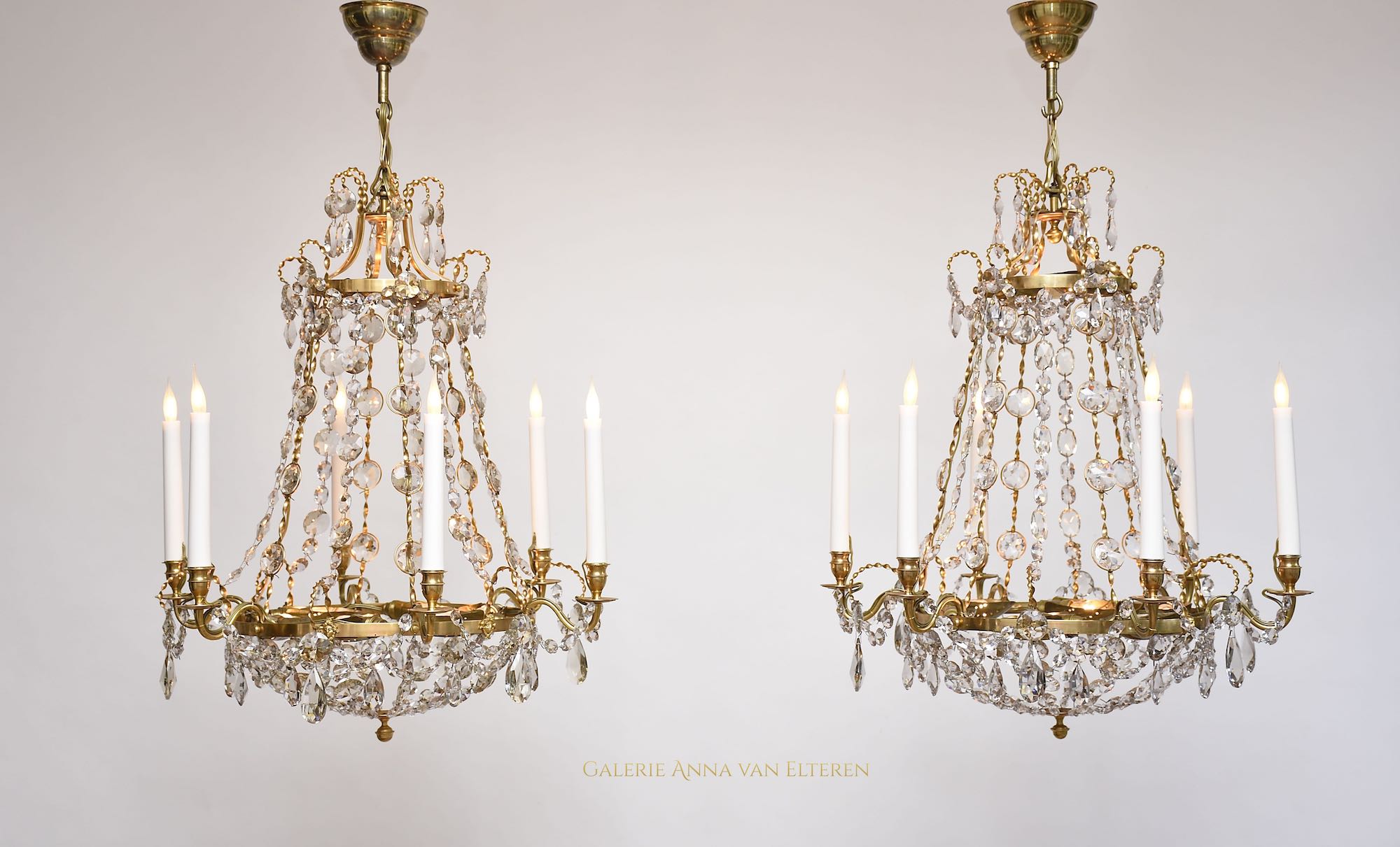 Two Swedish Gustavian style chandeliers