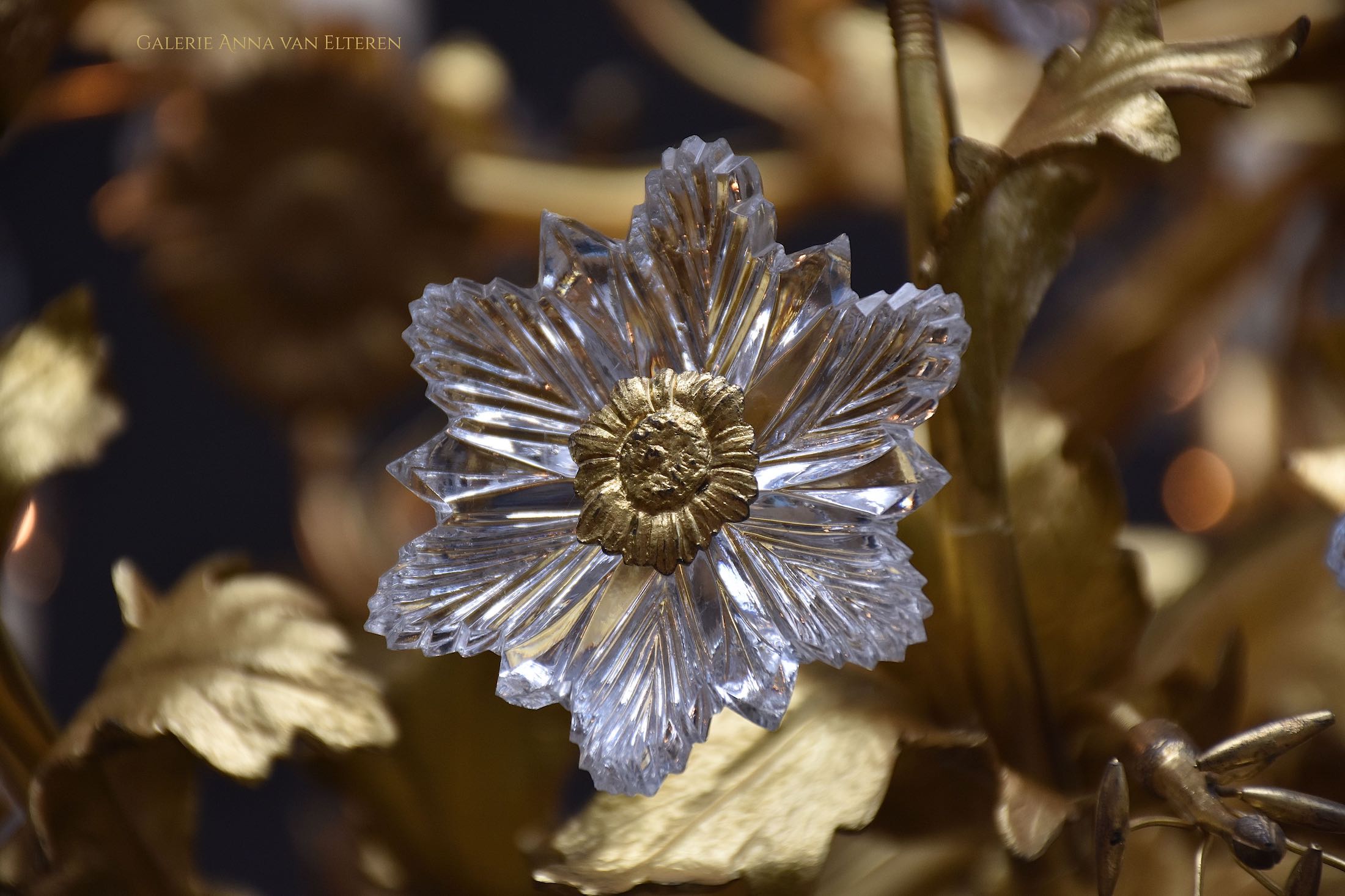 19th c. gilt bronze French floral chandelier