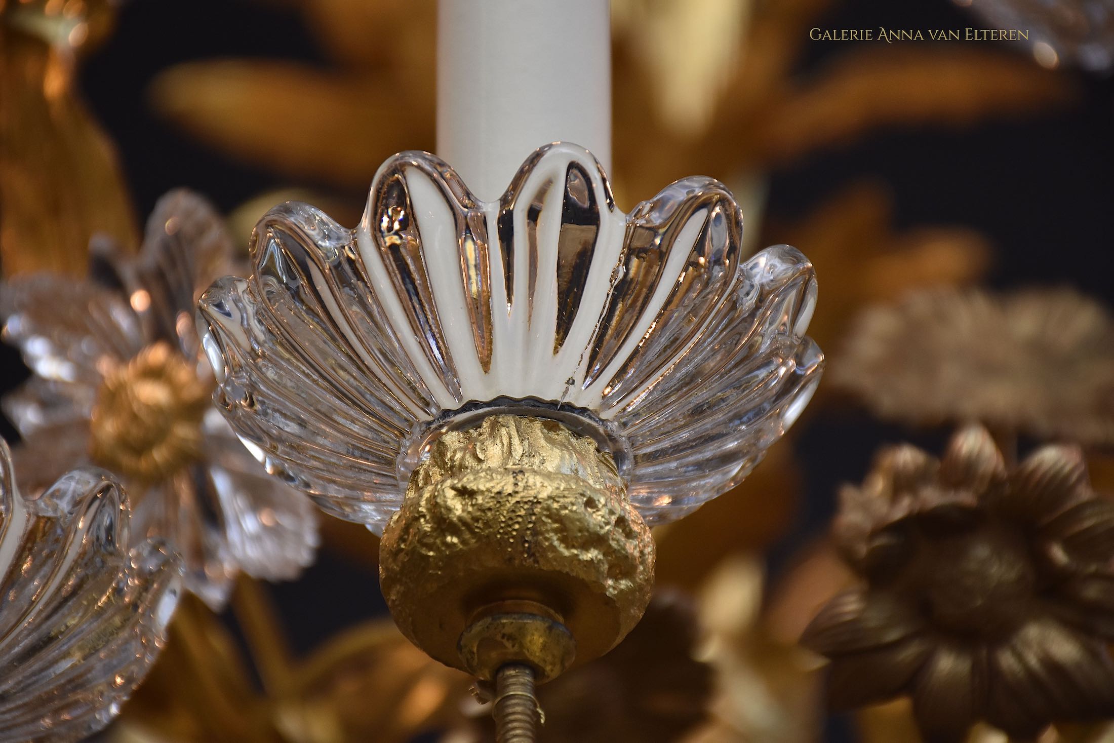 19th c. gilt bronze French floral chandelier