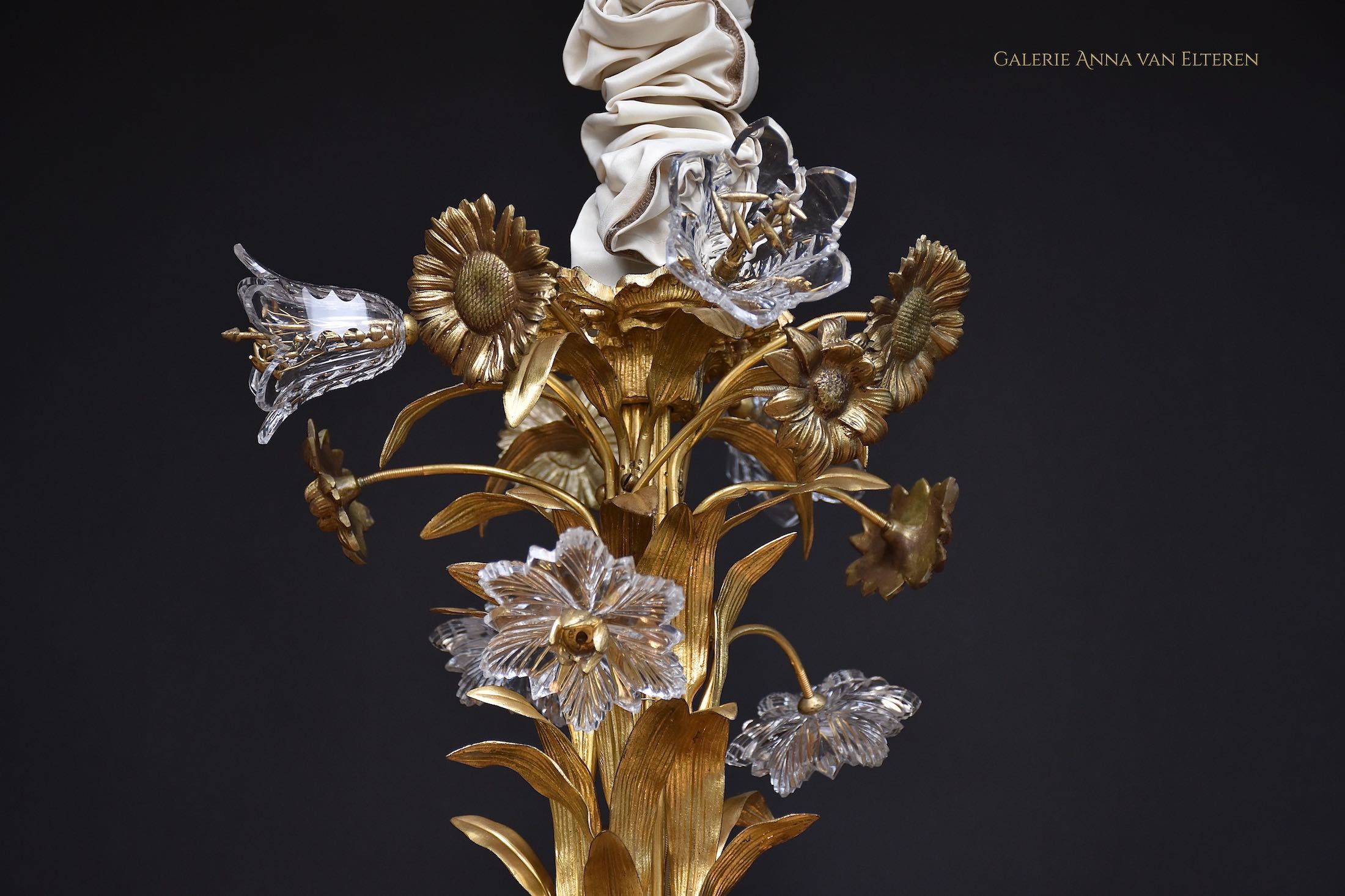 19th c. gilt bronze French floral chandelier