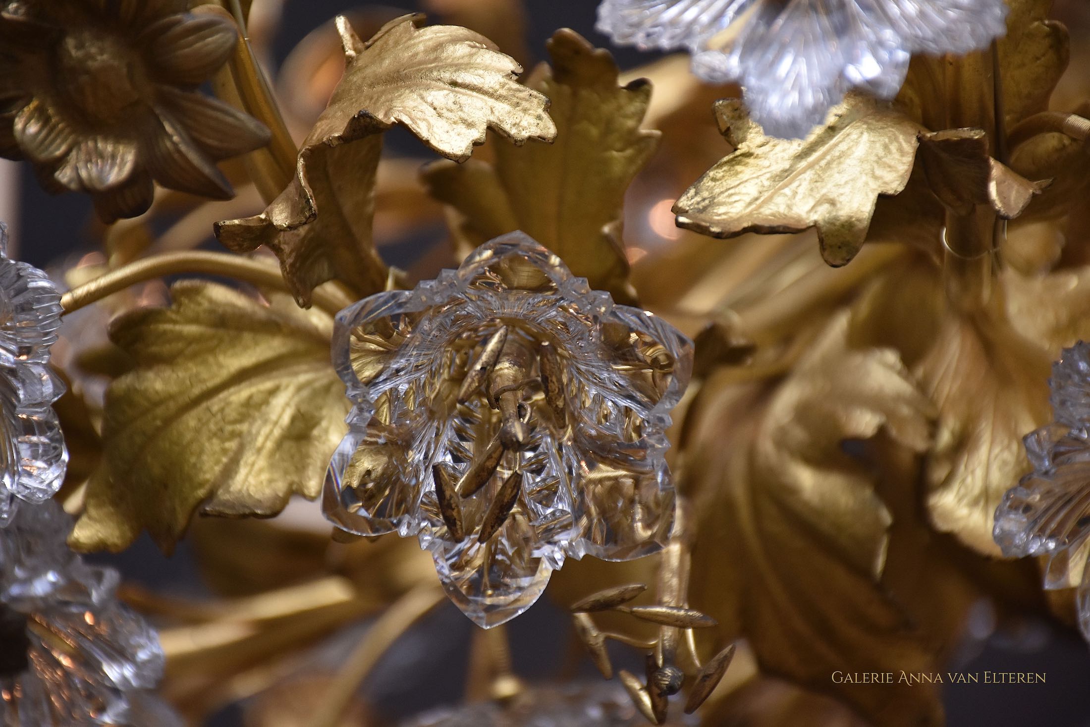 19th c. gilt bronze French floral chandelier