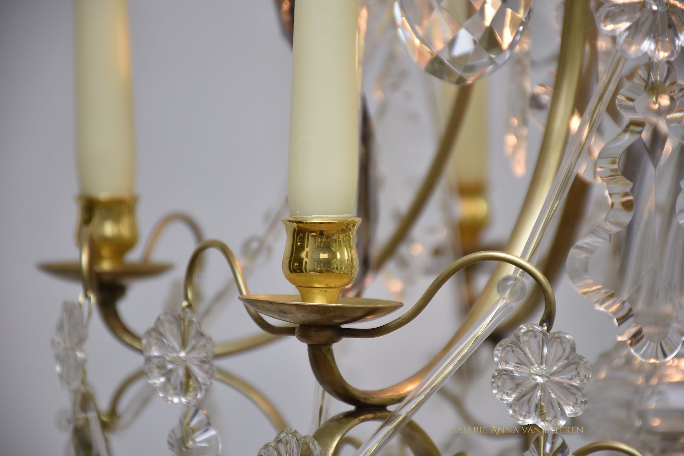 Rococo style brass candle chandelier