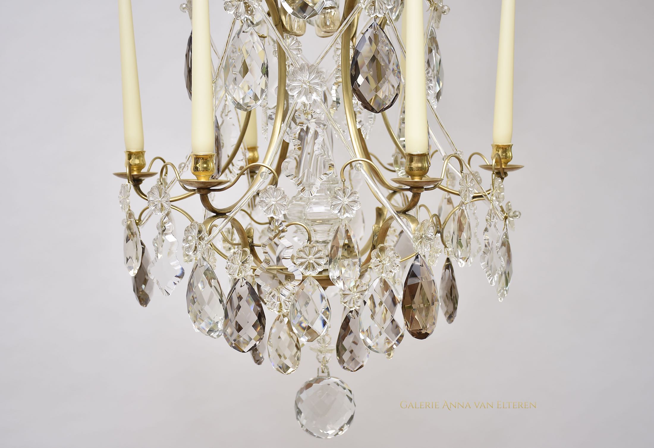 Rococo style brass candle chandelier