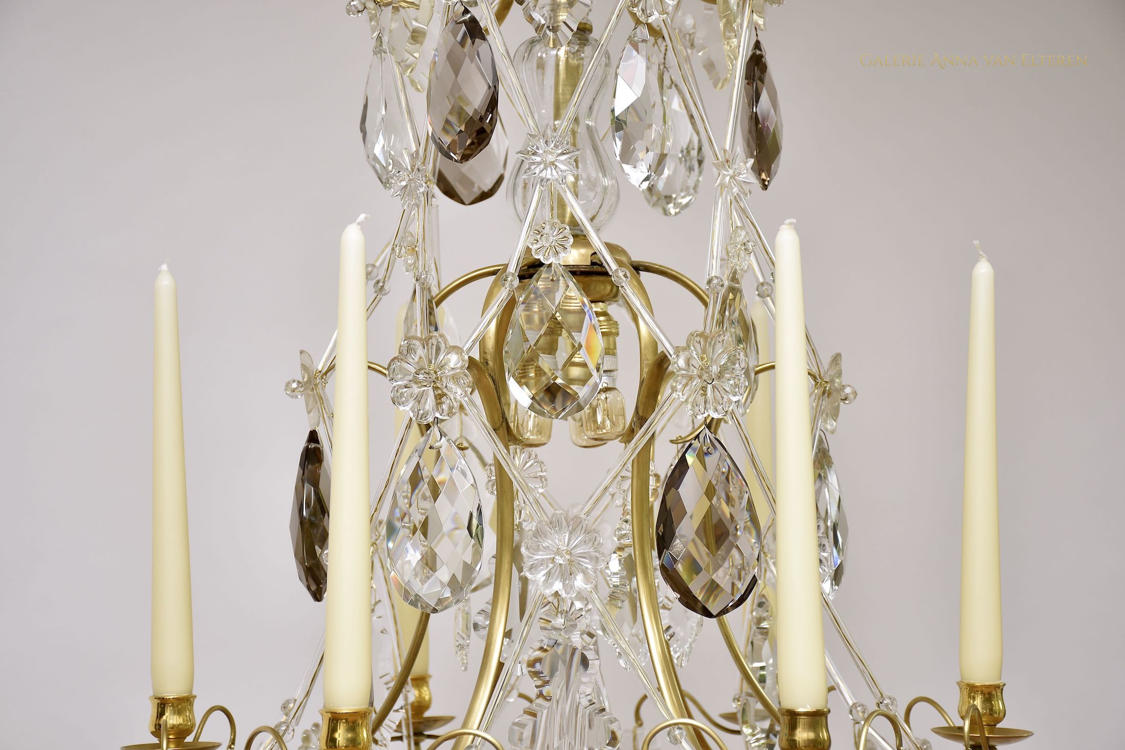 Rococo style brass candle chandelier