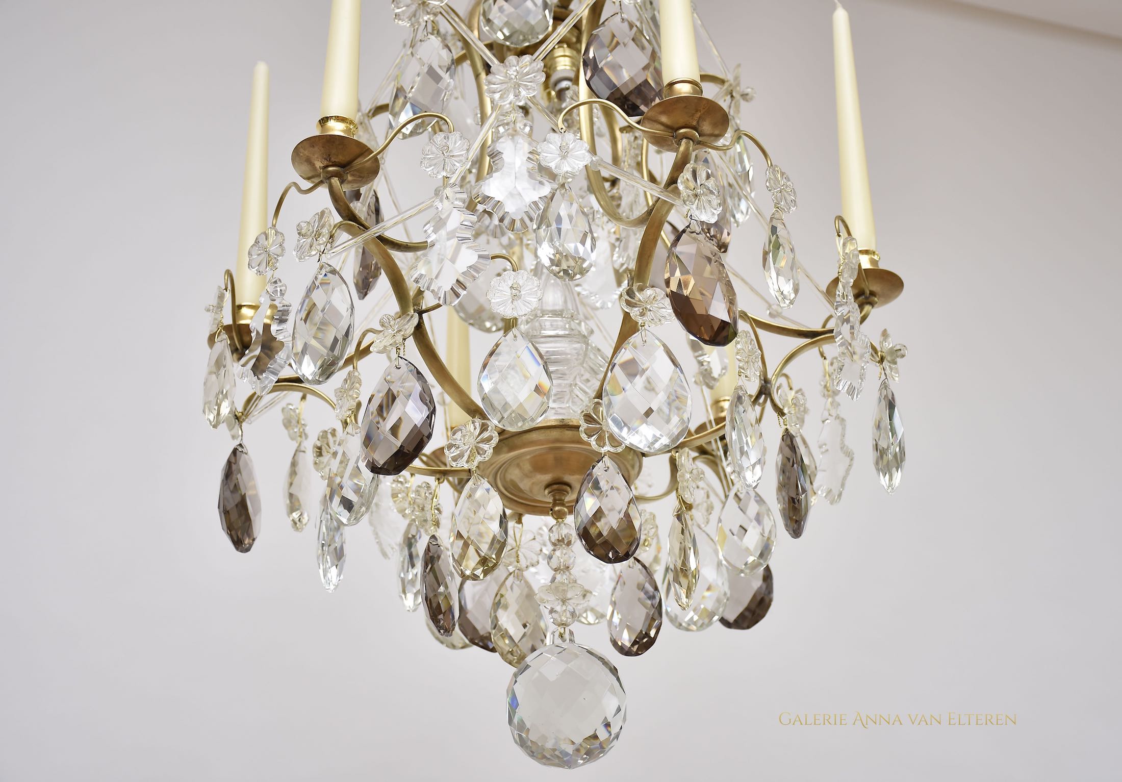 Rococo style brass candle chandelier