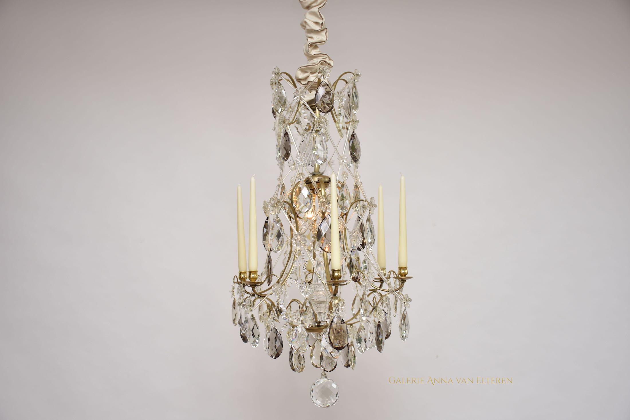 Rococo style brass candle chandelier