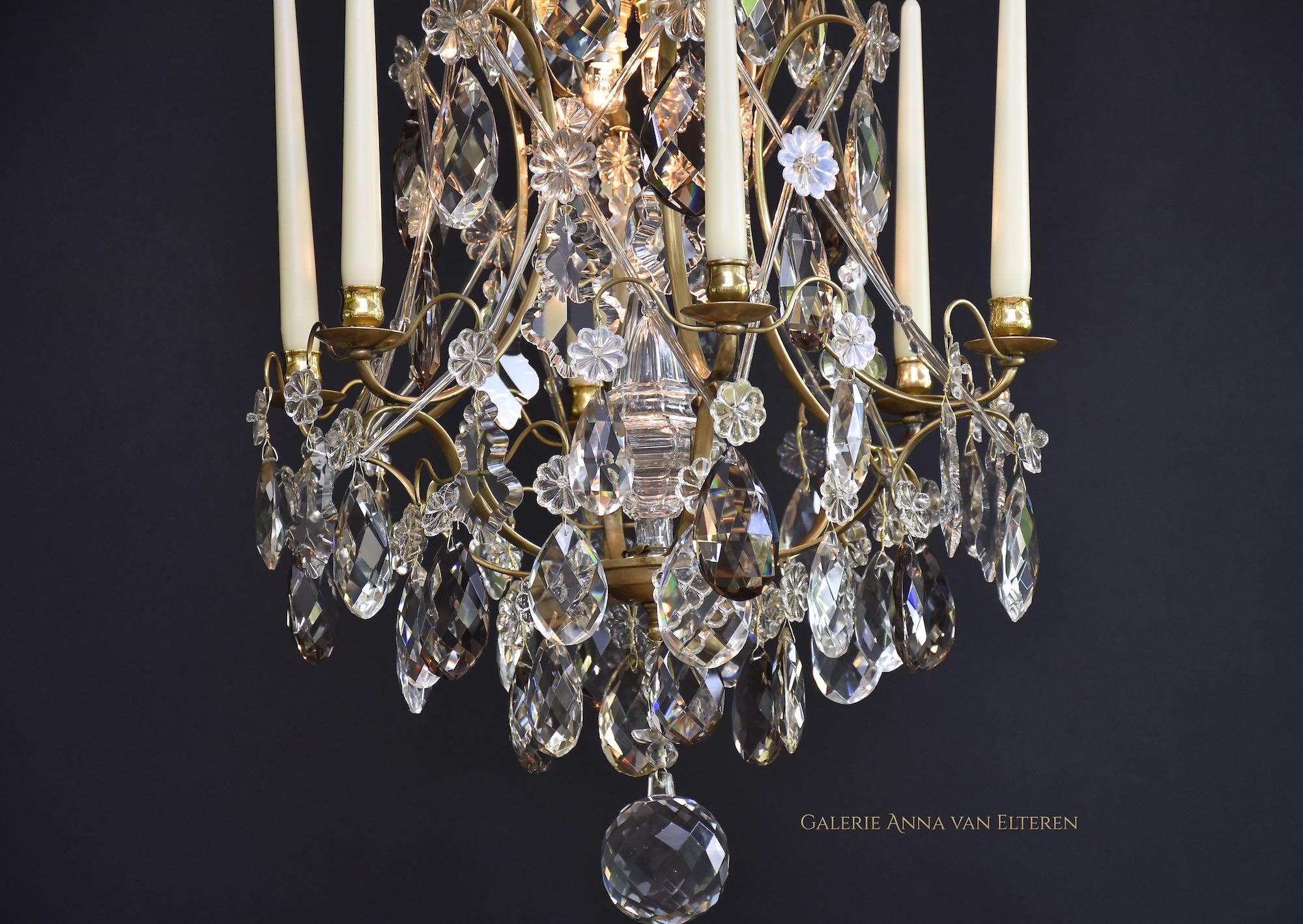 Rococo style brass candle chandelier