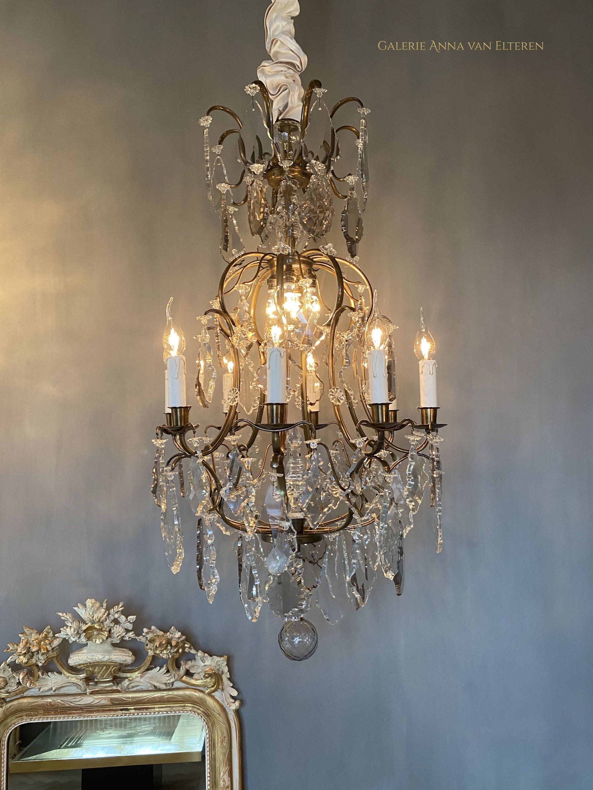 Antique Rococo style crystal chandelier