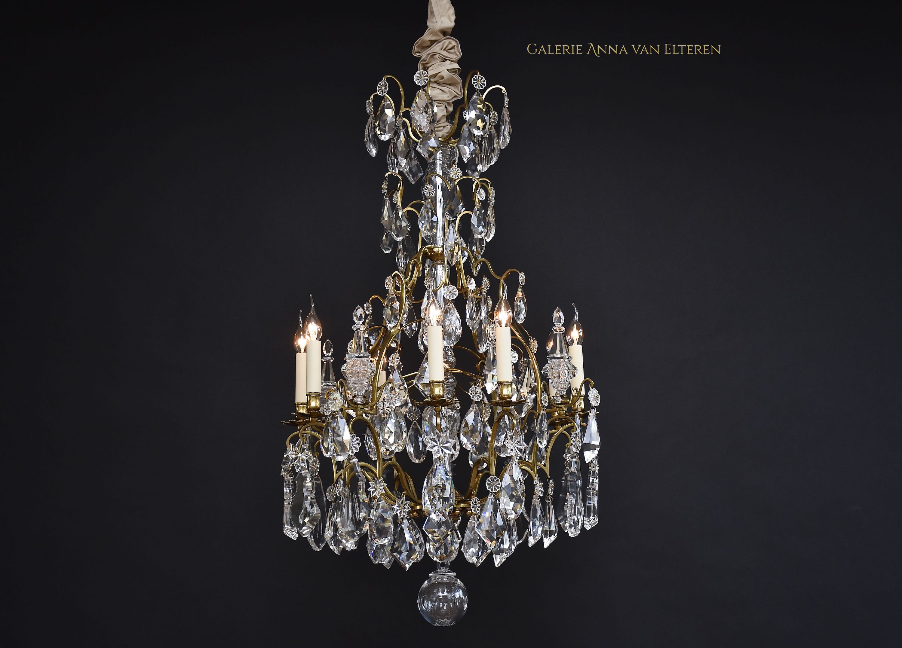 Large crystal  cage chandelier in the style of Louis XV