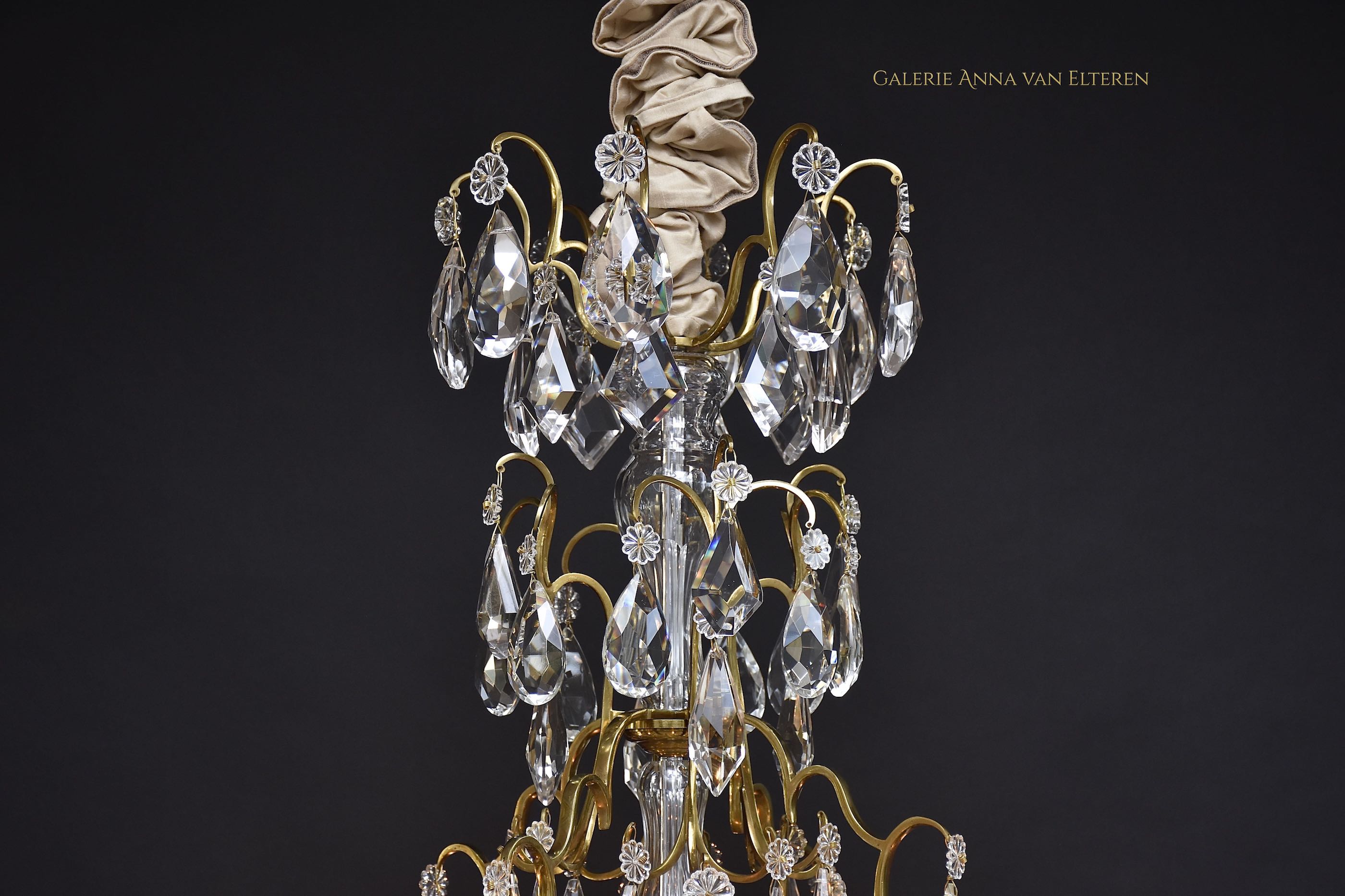 Large crystal  cage chandelier in the style of Louis XV