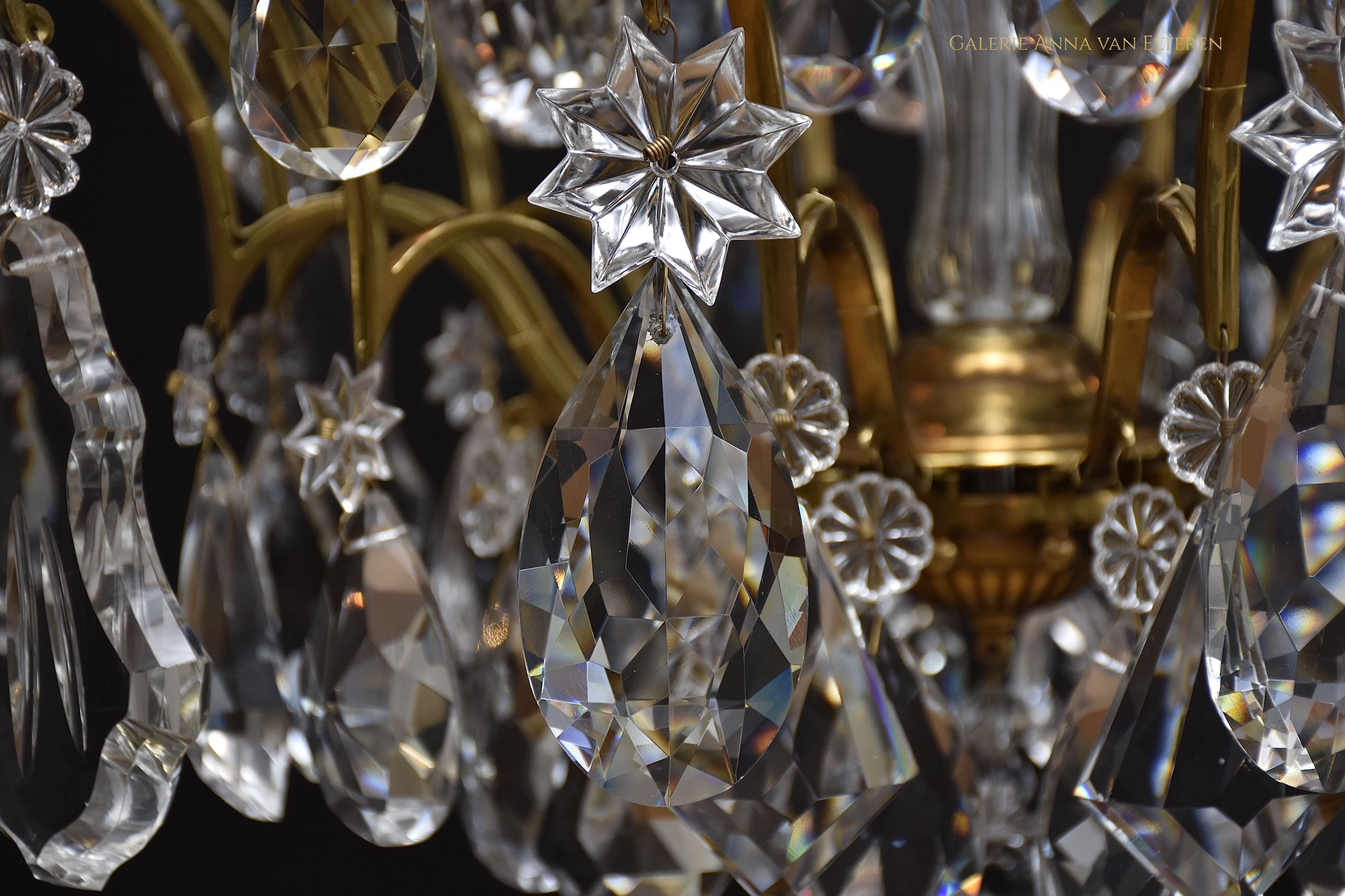 Large crystal  cage chandelier in the style of Louis XV