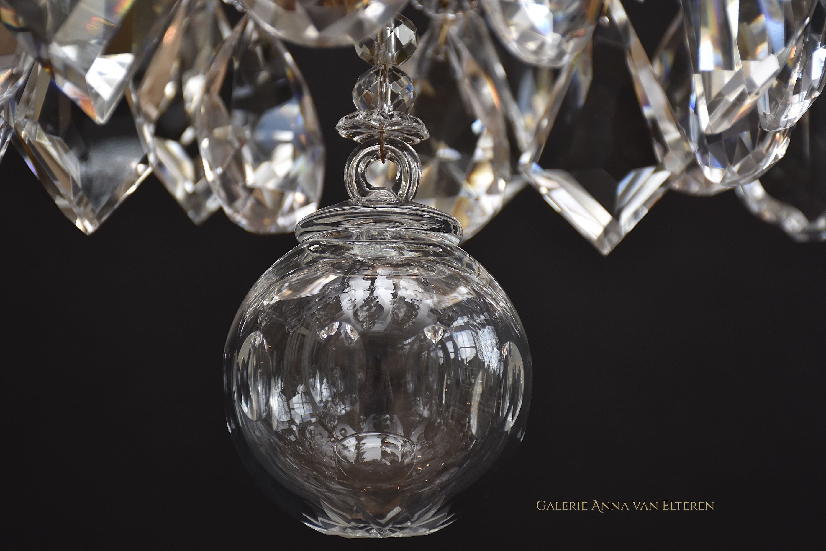 Large crystal  cage chandelier in the style of Louis XV