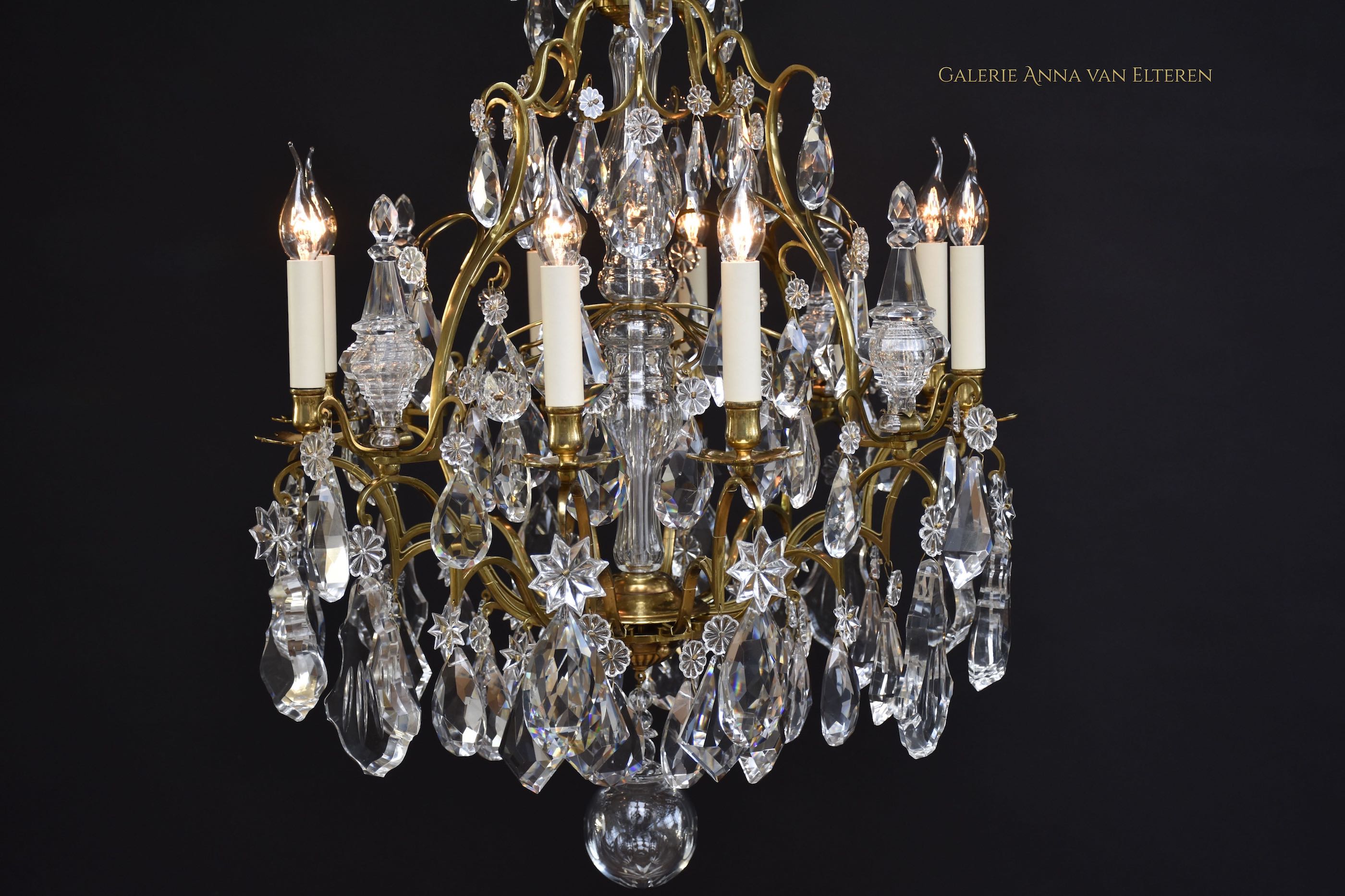 Large crystal  cage chandelier in the style of Louis XV