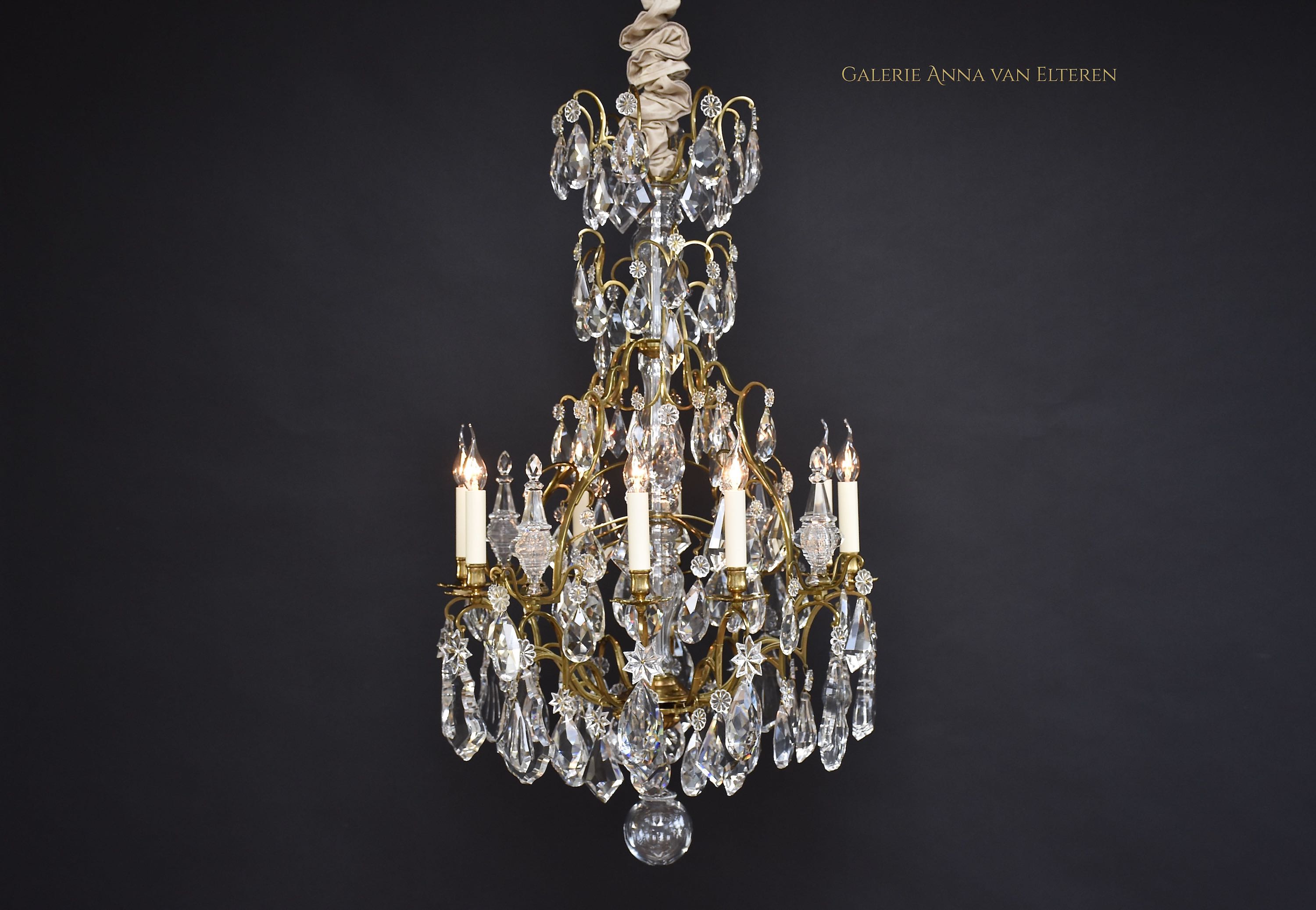 Large crystal  cage chandelier in the style of Louis XV