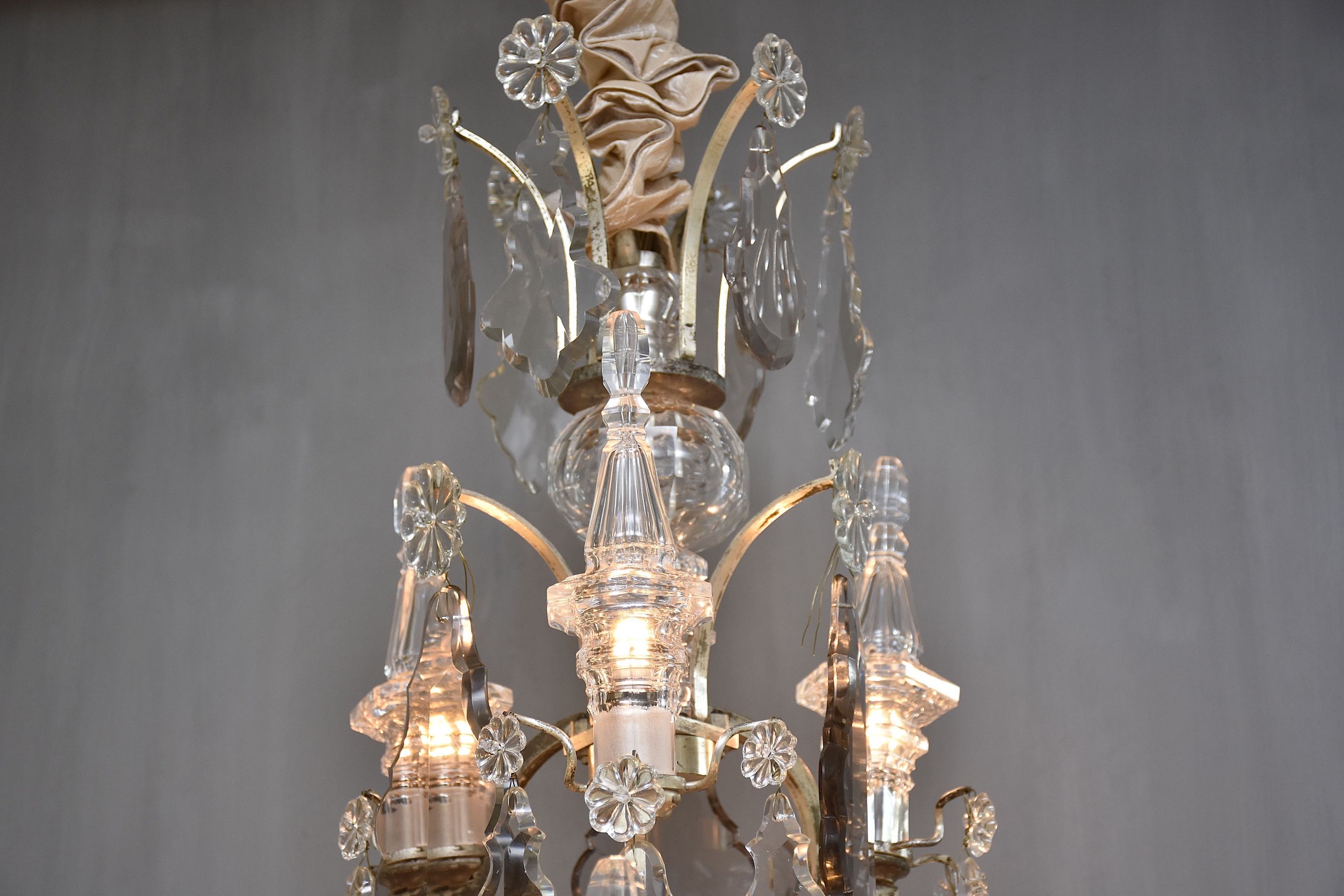 Grote  antieke Franse zilveren kroonluchter in stijl van Louis XV