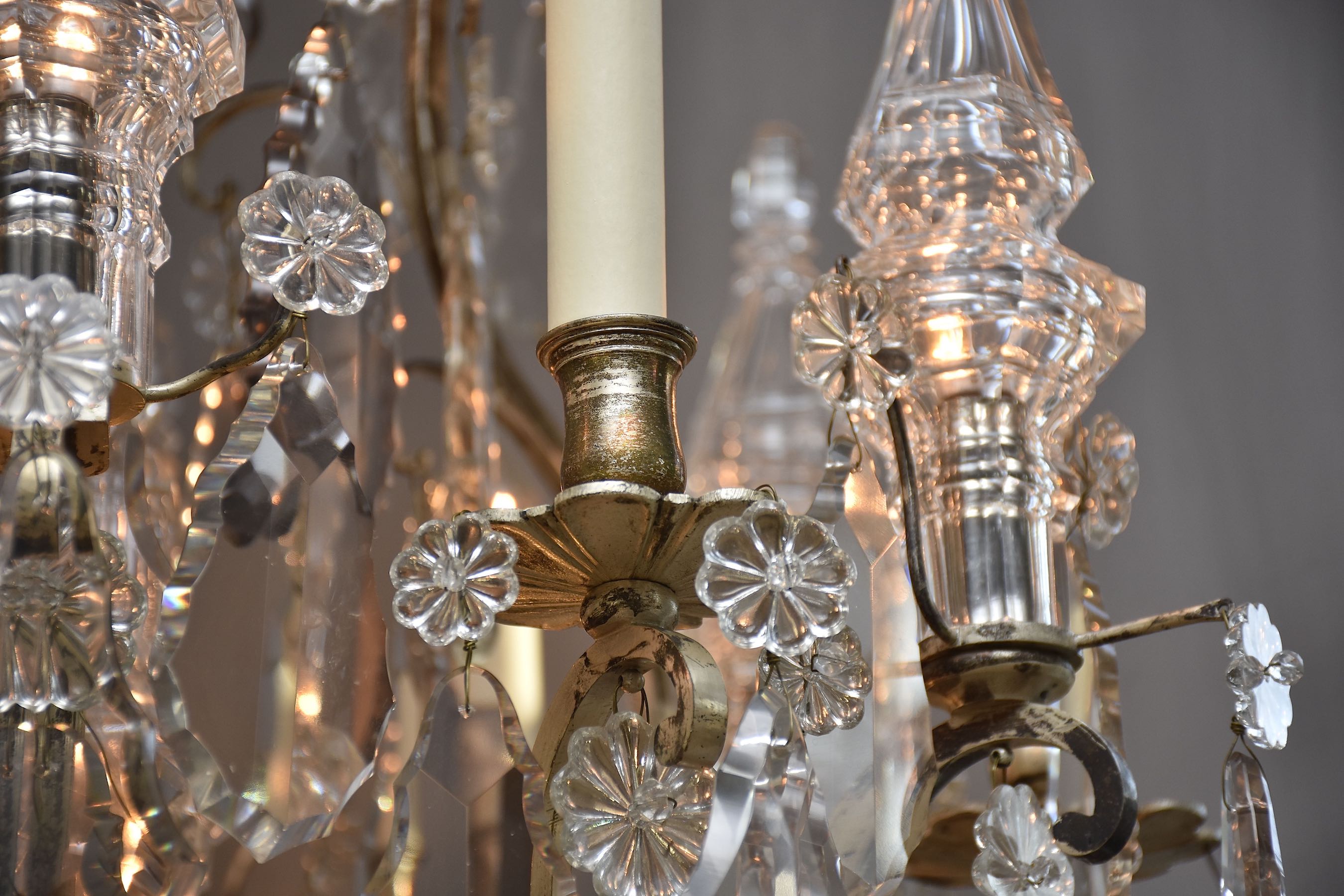 Grote  antieke Franse zilveren kroonluchter in stijl van Louis XV