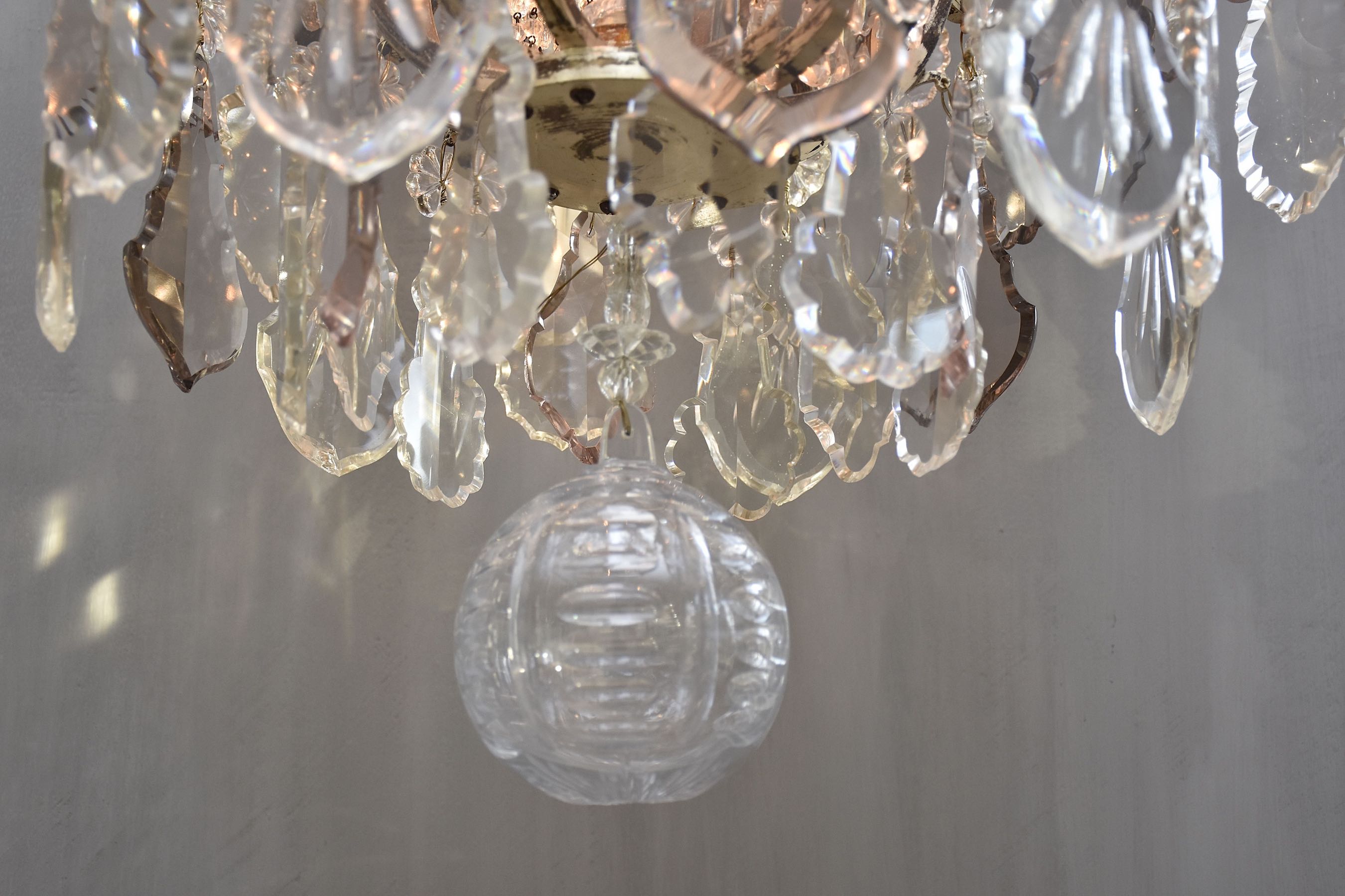 Grote  antieke Franse zilveren kroonluchter in stijl van Louis XV