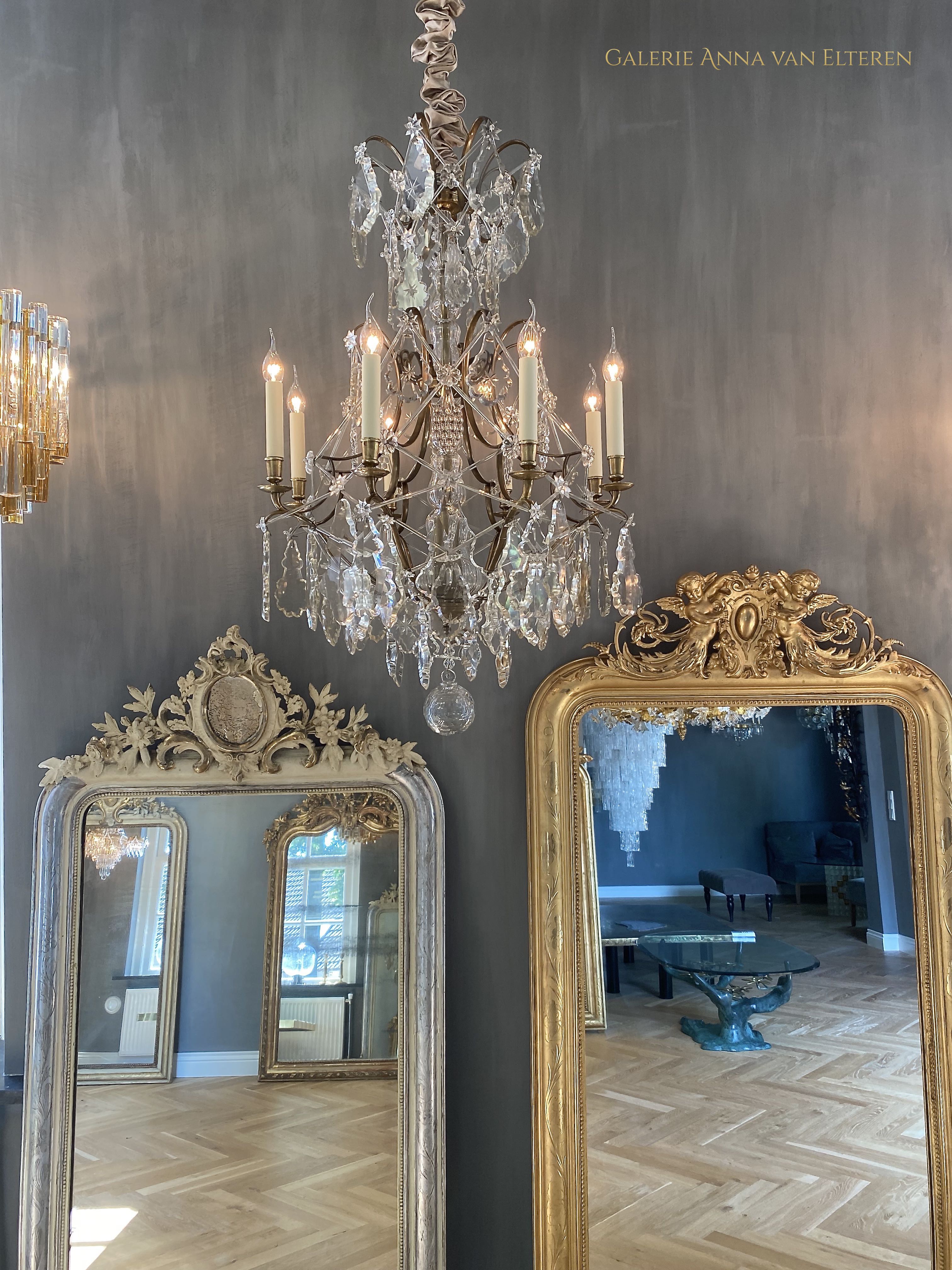 Antique Rococo style crystal chandelier