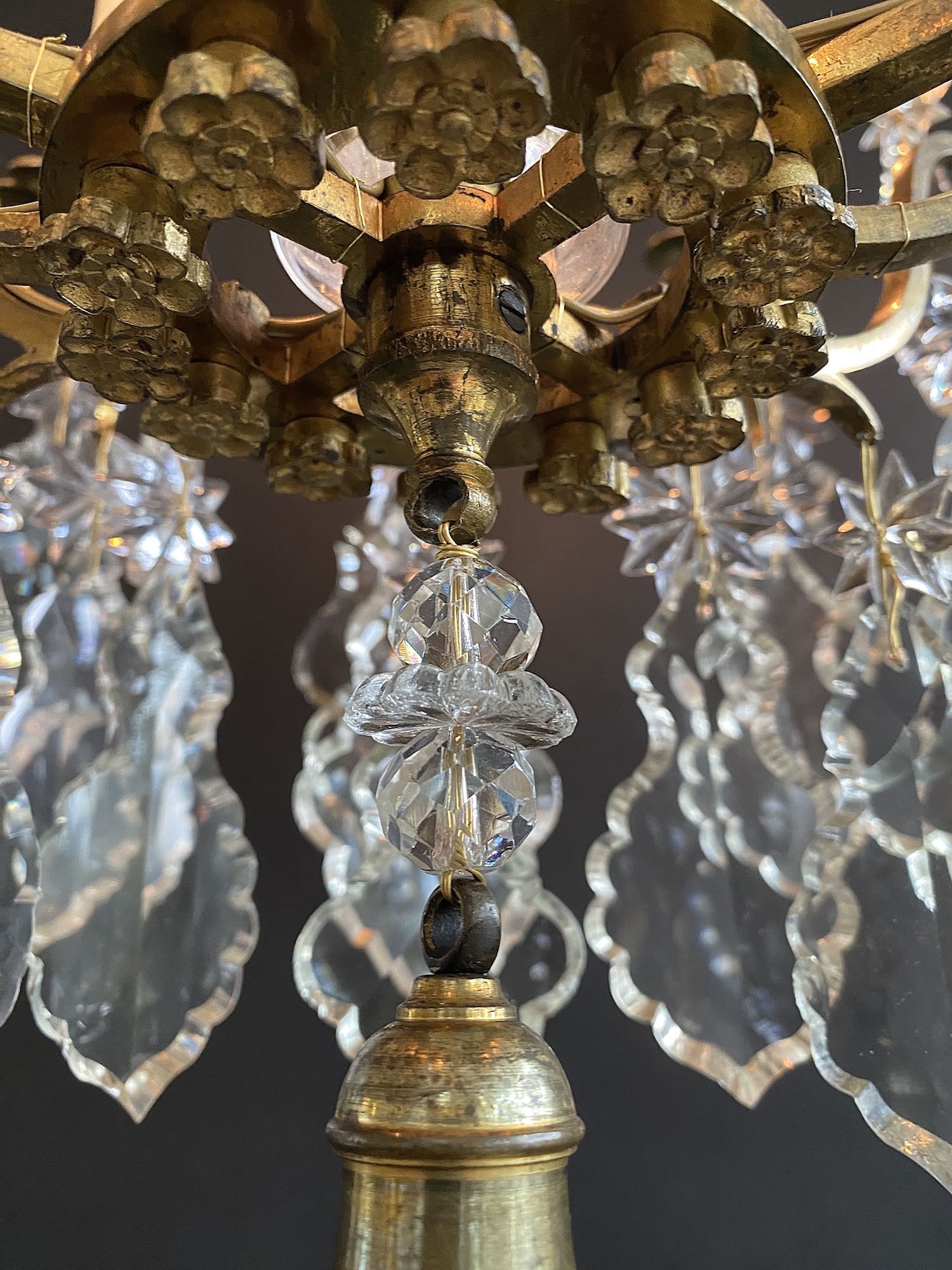 19th c. French gilded Baccarat chandelier in the style of Louis XV