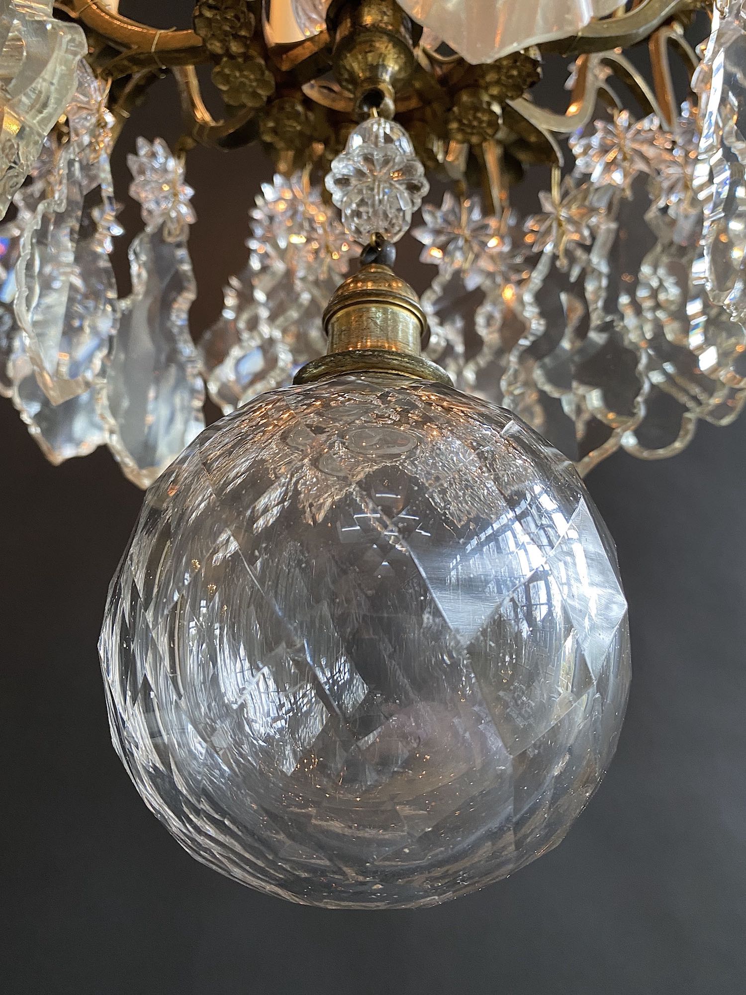 19th c. French gilded Baccarat chandelier in the style of Louis XV