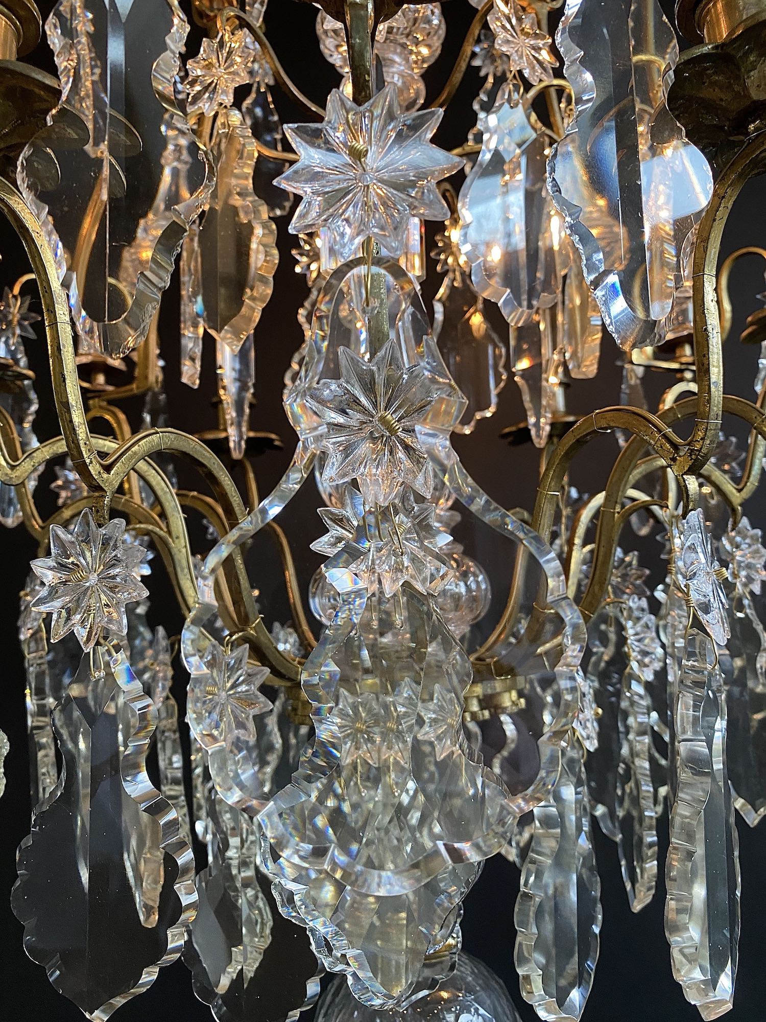 19th c. French gilded Baccarat chandelier in the style of Louis XV