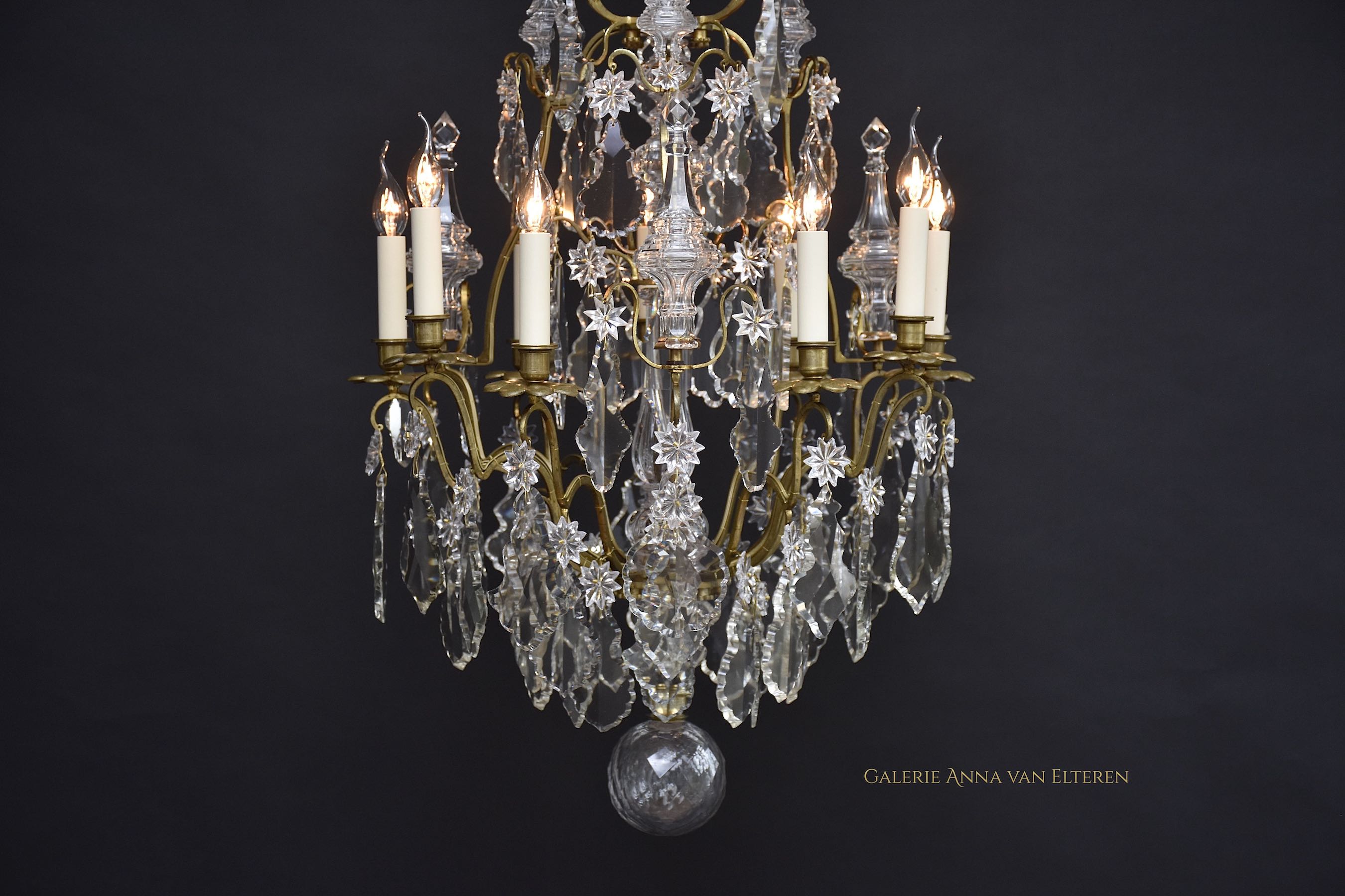 19th c. French gilded Baccarat chandelier in the style of Louis XV