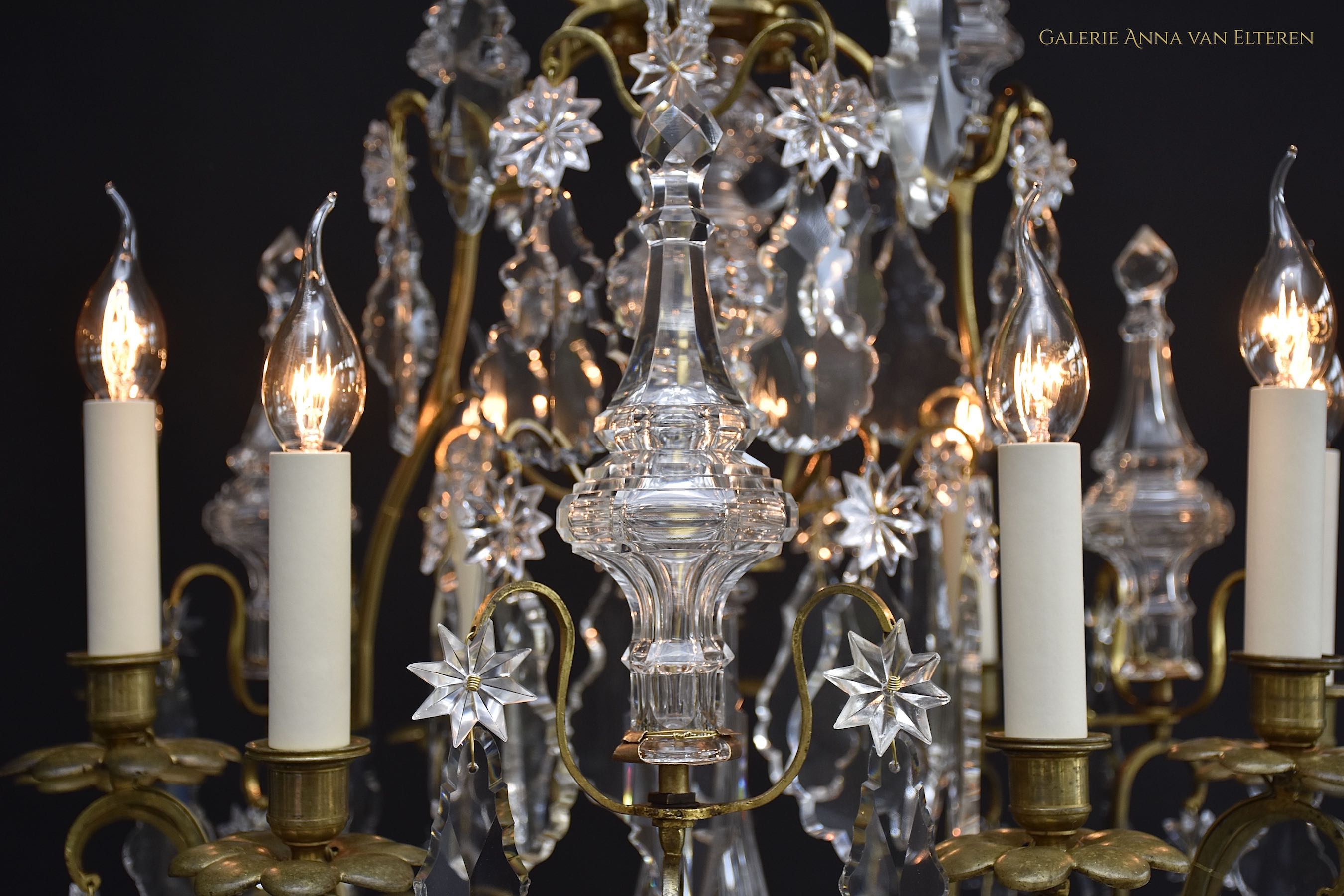 19th c. French gilded Baccarat chandelier in the style of Louis XV