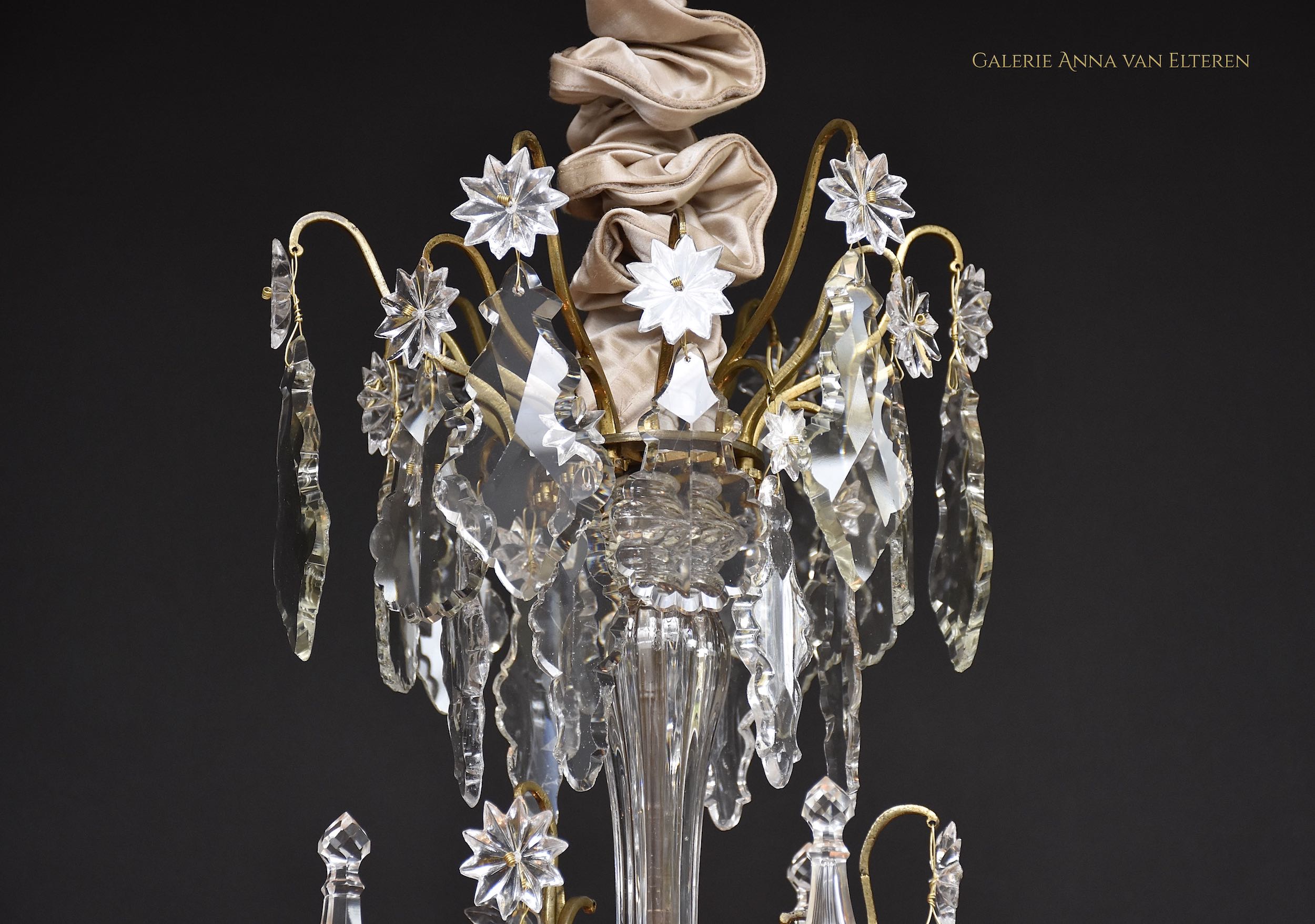 19th c. French gilded Baccarat chandelier in the style of Louis XV