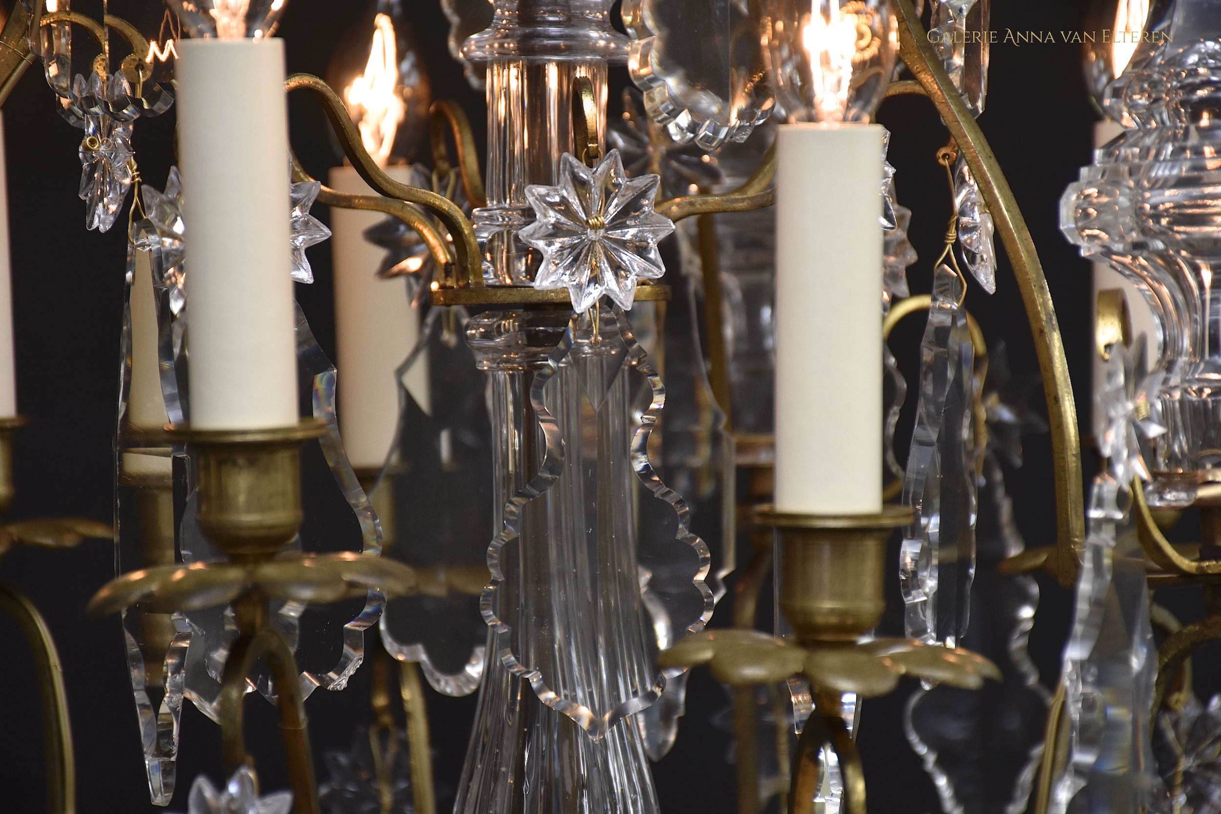 19th c. French gilded Baccarat chandelier in the style of Louis XV