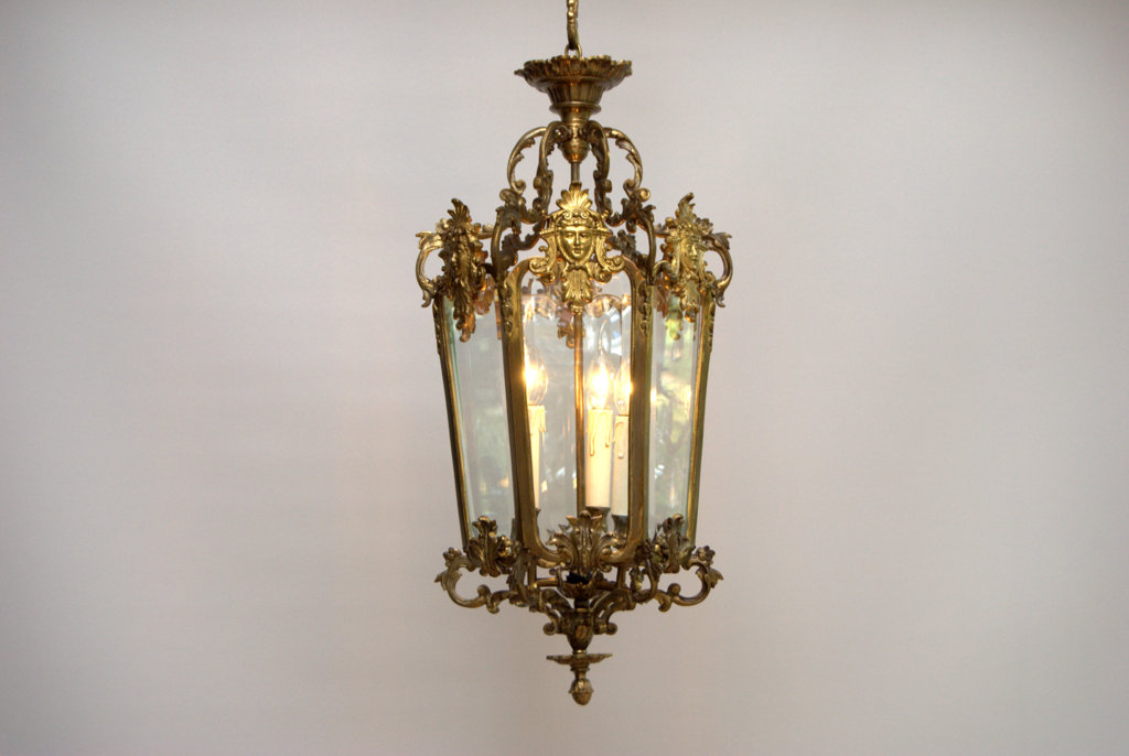 French Gilt-Bronze Hall Lantern