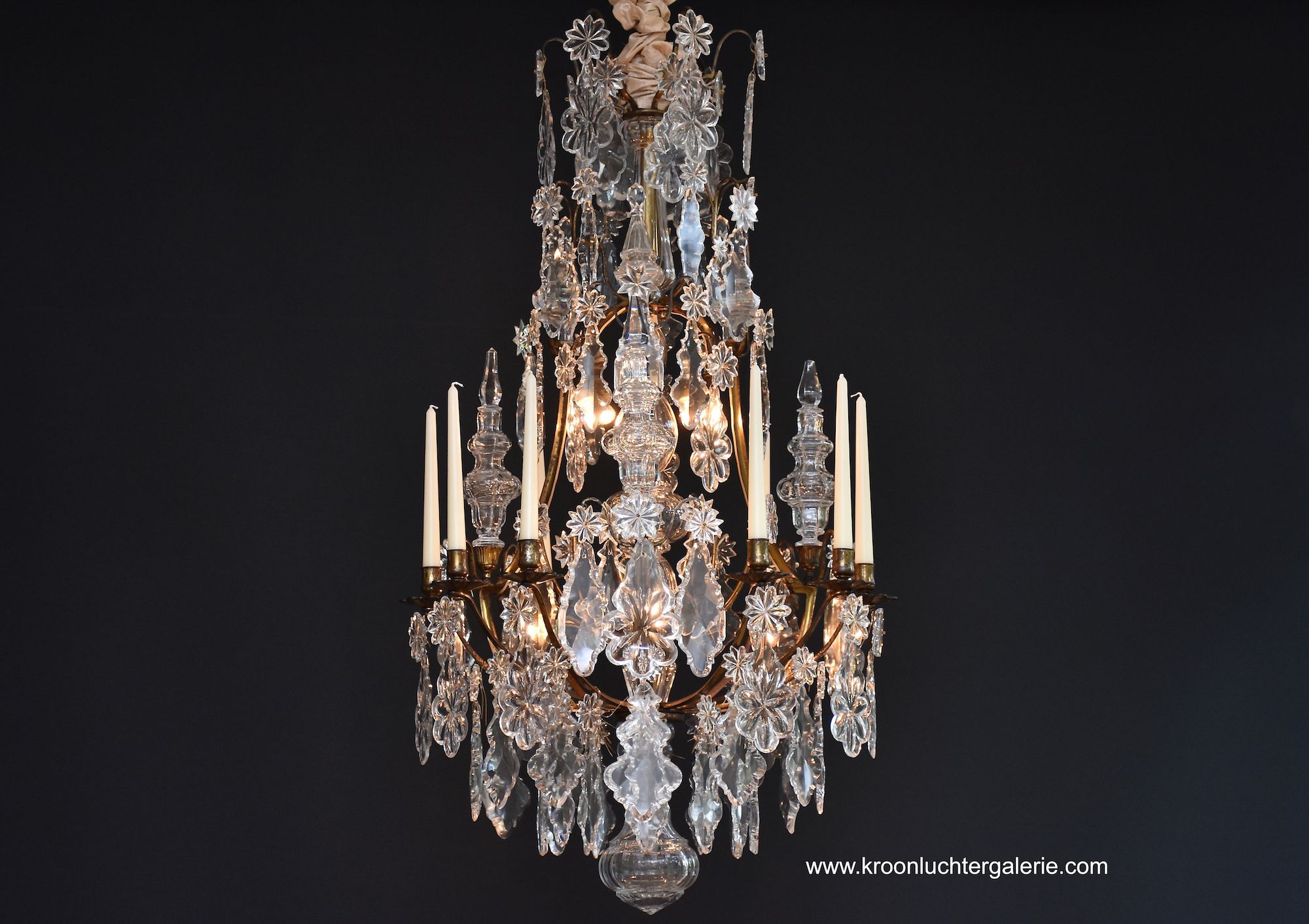 Antieke Franse Baccarat kroonluchter 'lustre cage'