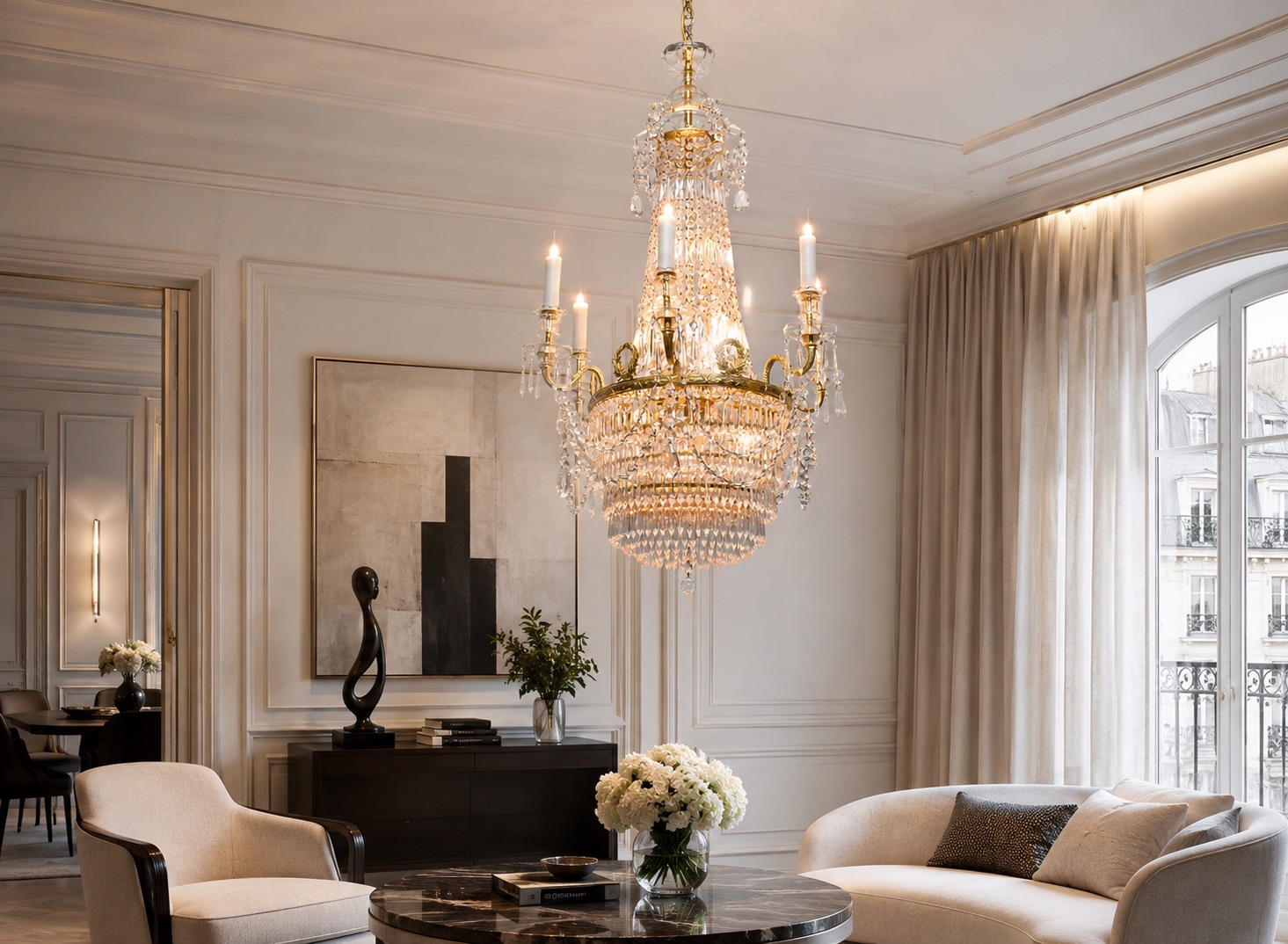 Bohemian chandelier in the style of Empire
