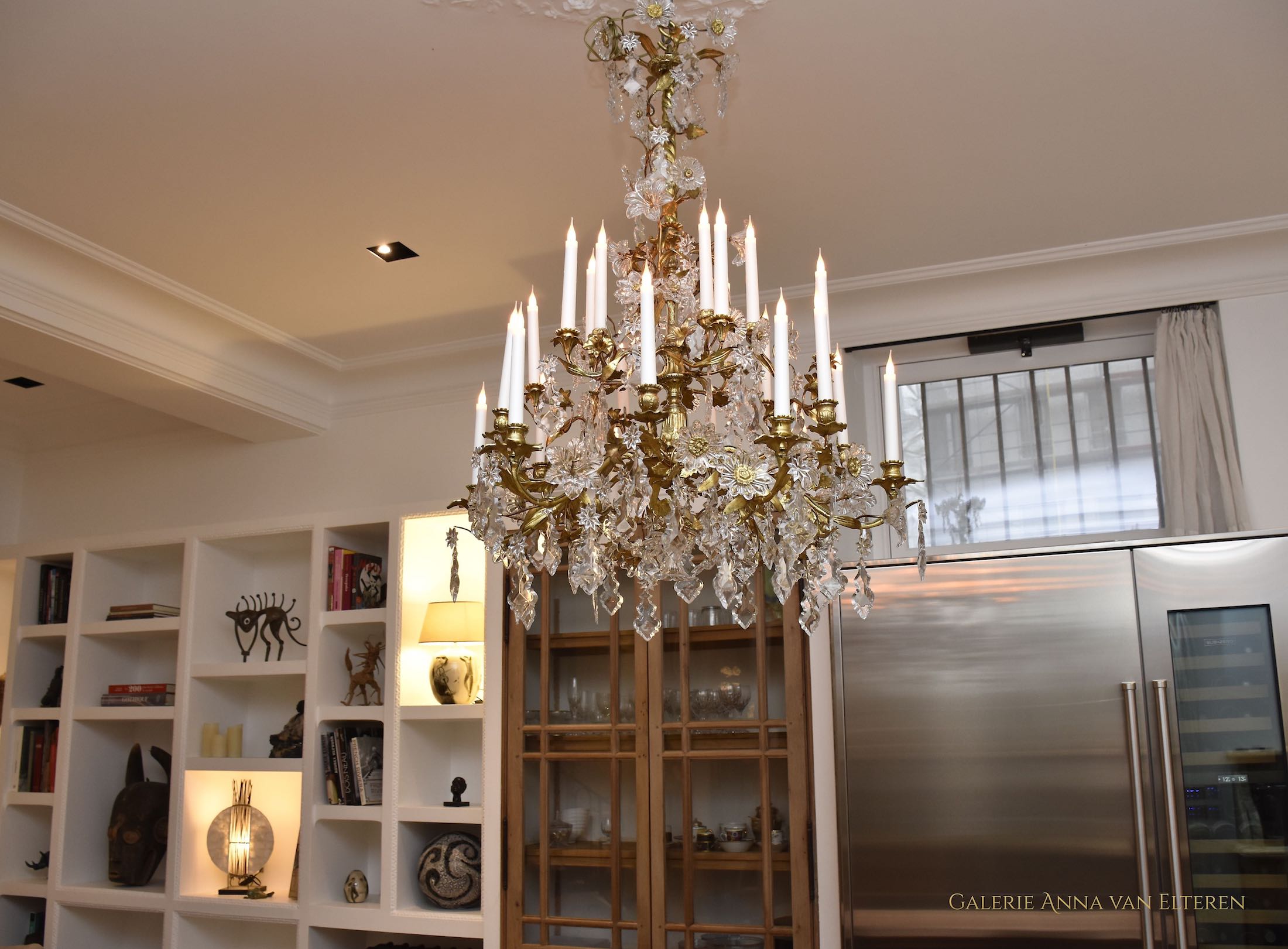 Floral Baccarat chandelier in a Parisian home