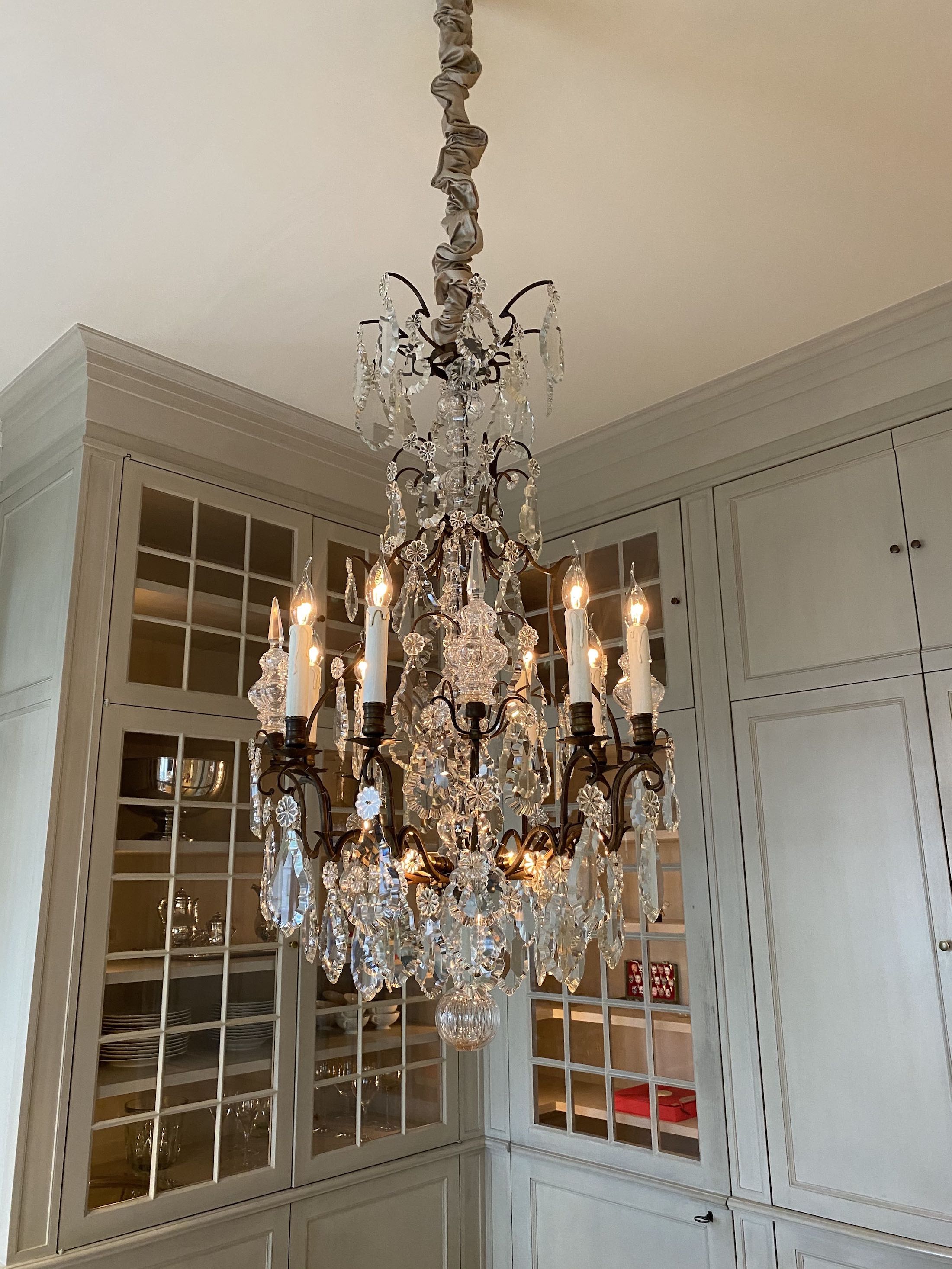 19th c.chandelier in the kitchen- from Galerie Anna van Elteren