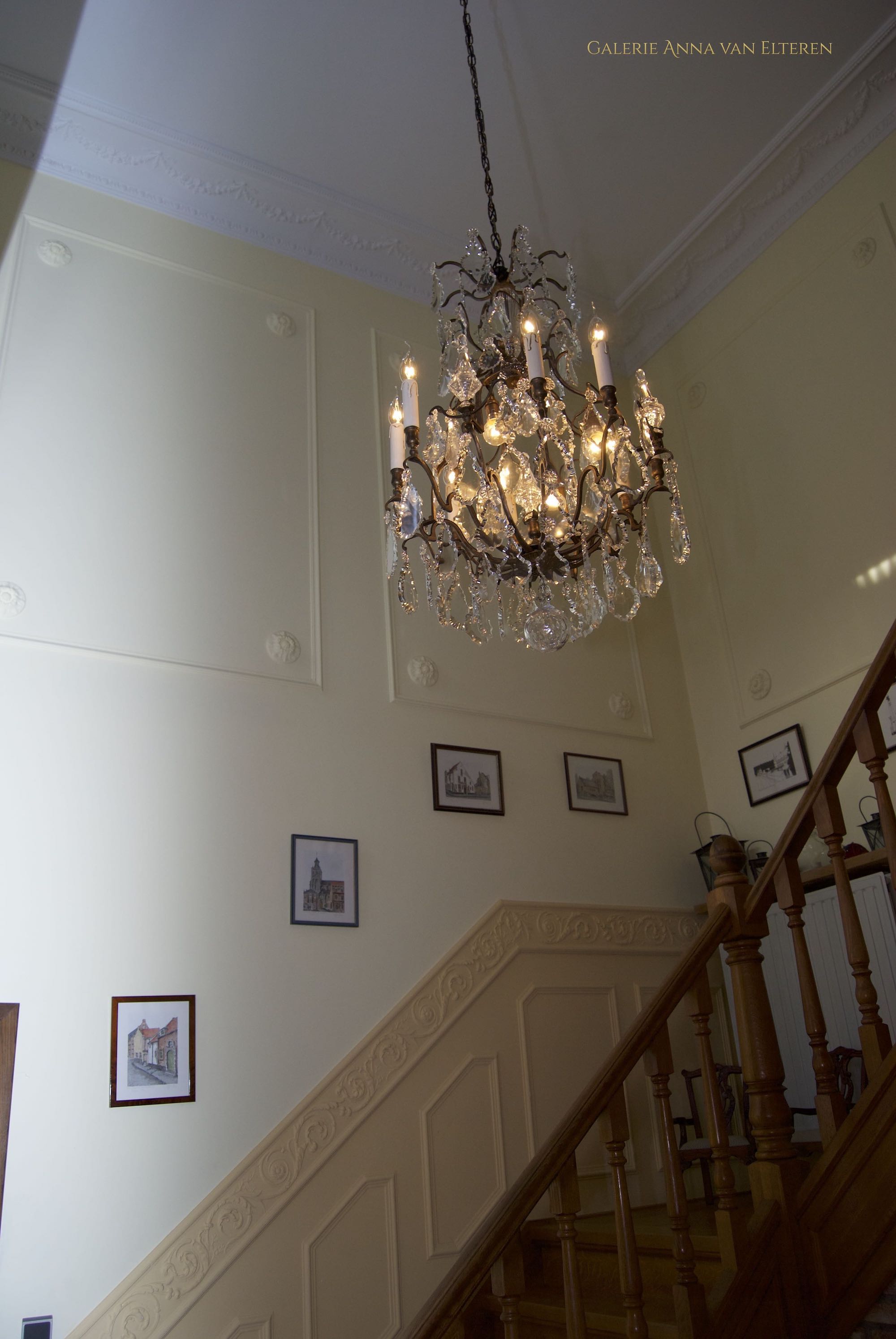 Antique French chandelier with dark patina