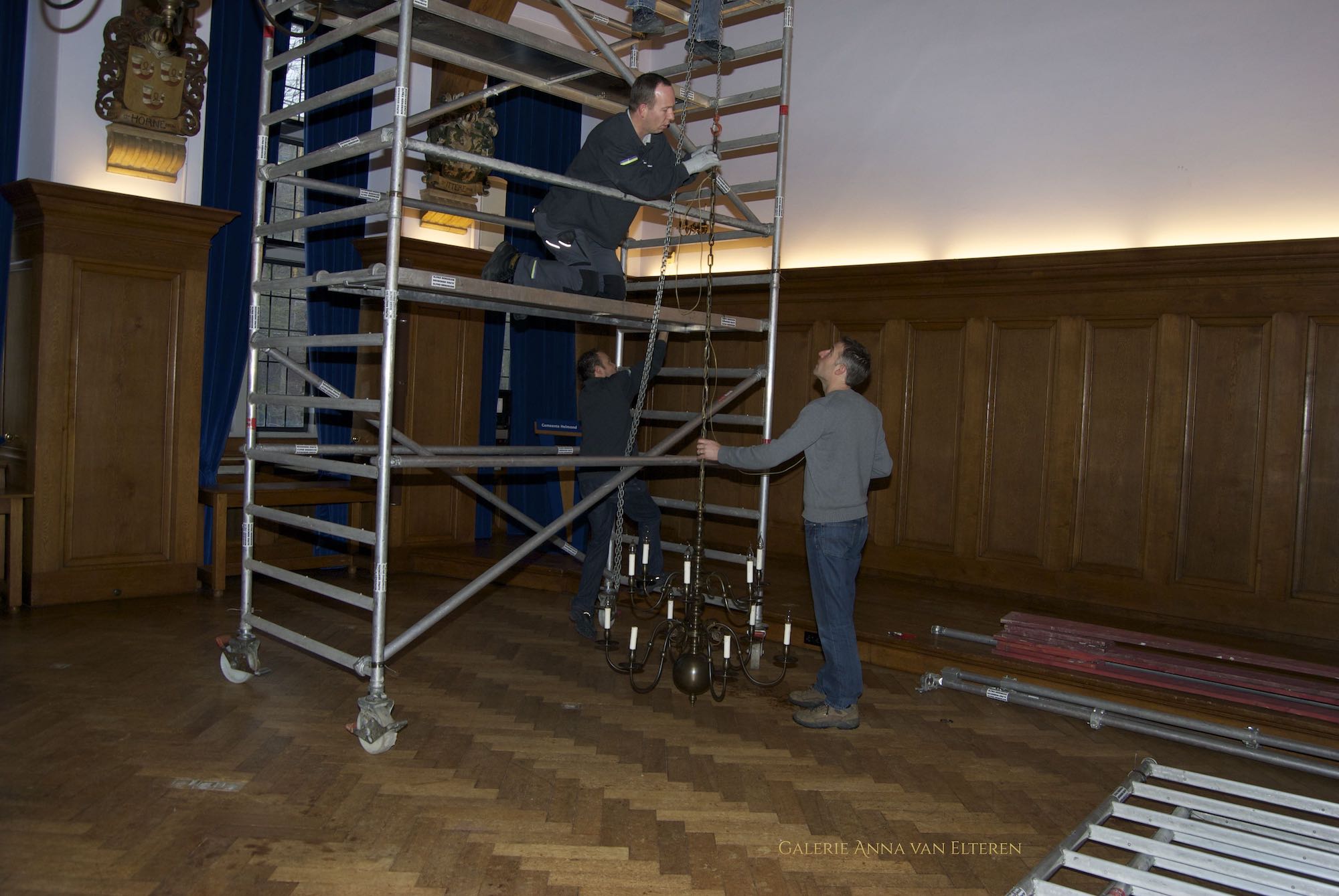 Restoration chandeliers by Galerie Anna van Elteren