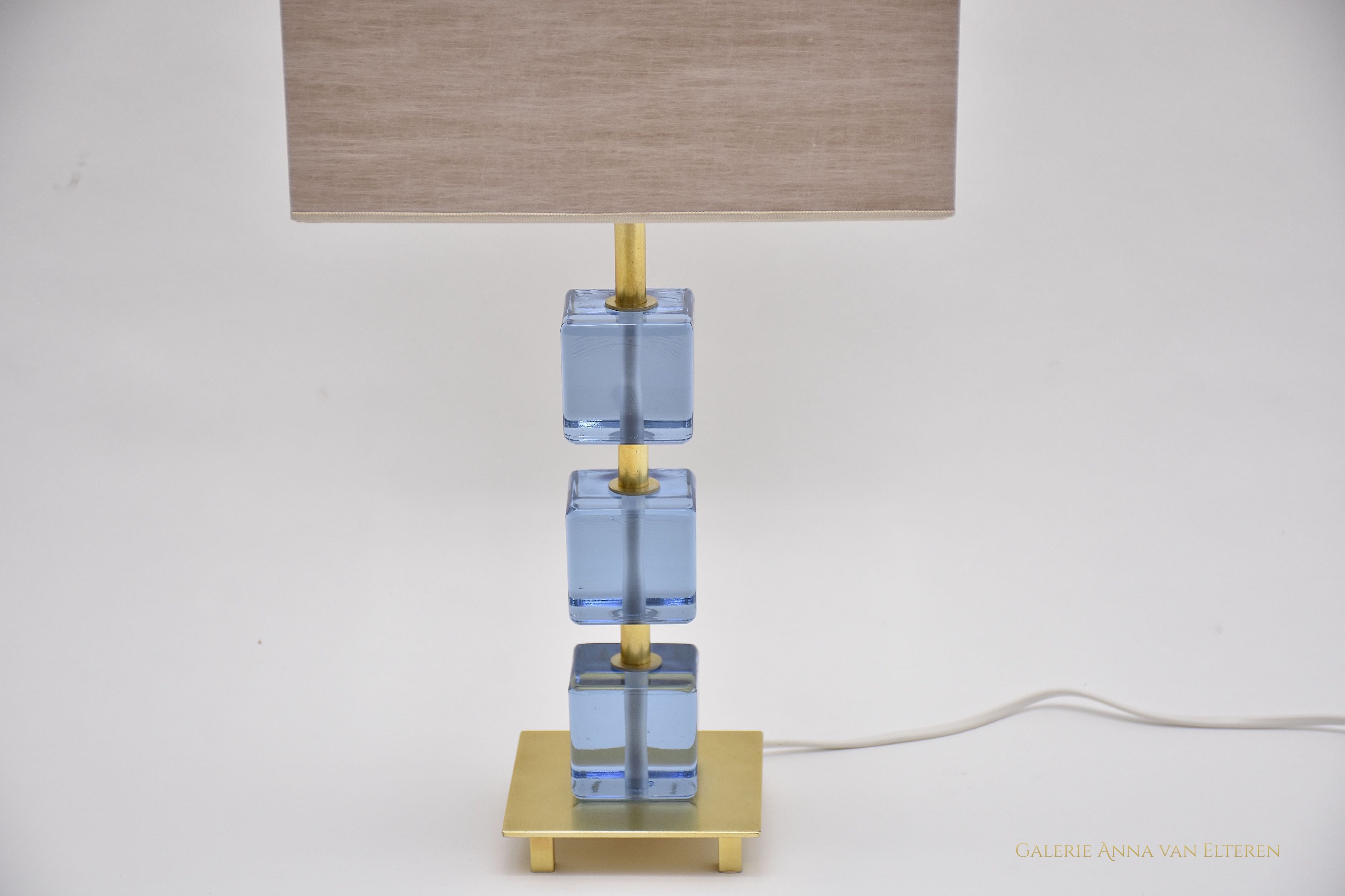 Mid-century Swedish design blue glass table lamp