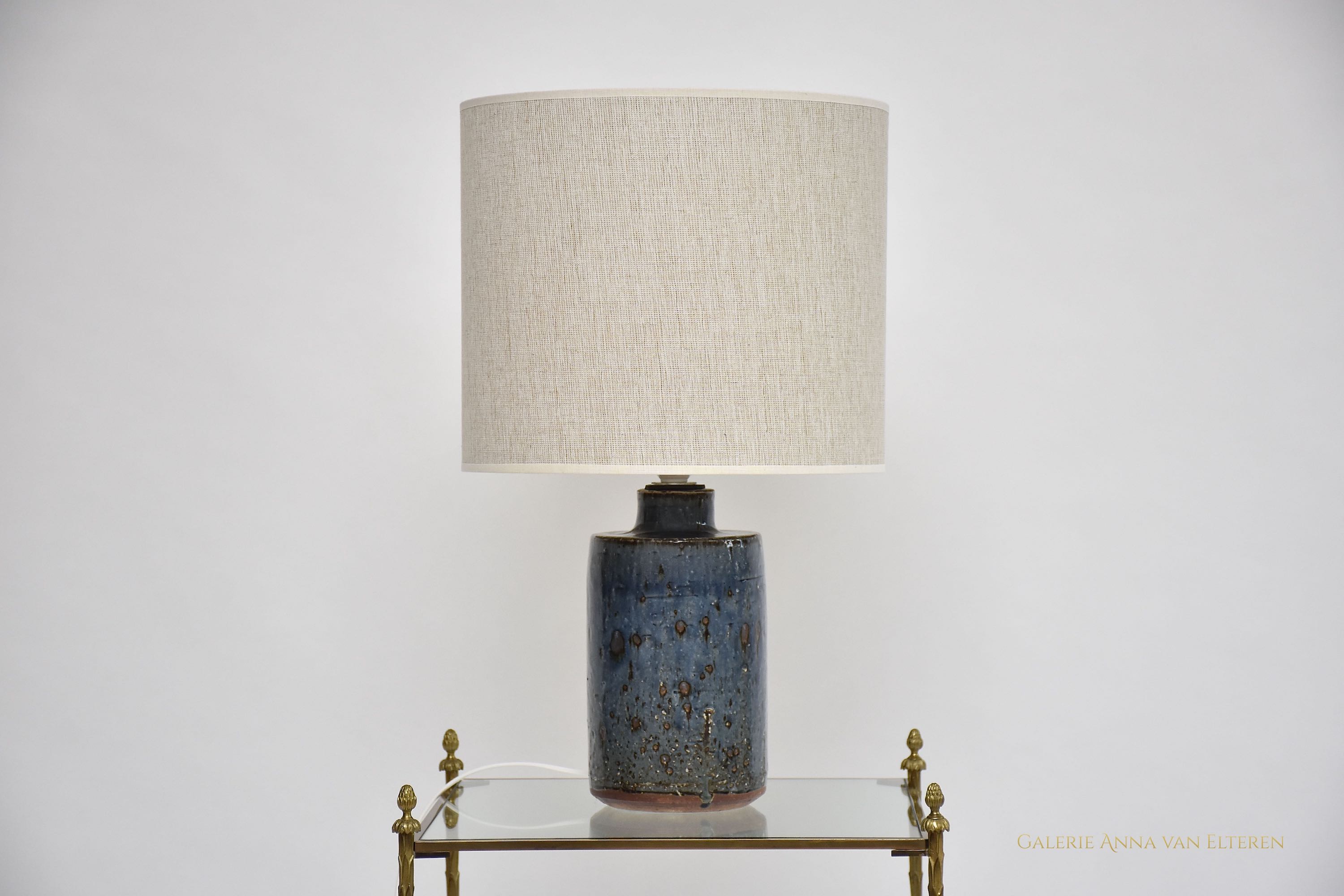 Mid-century Swedish blue ceramic table lamp by Marianne Westman