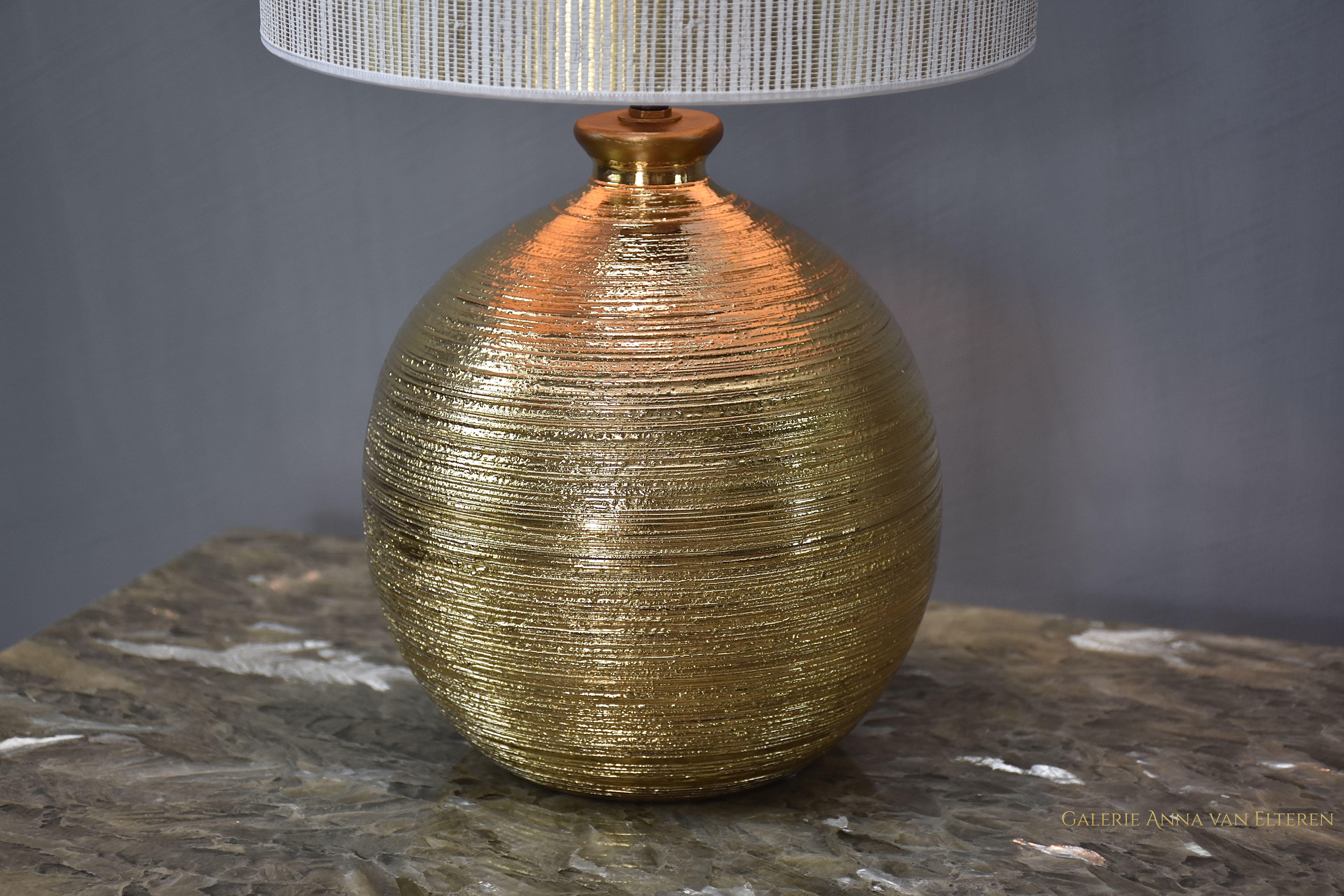 Mid-century ceramic gold table lamp by Bitossi