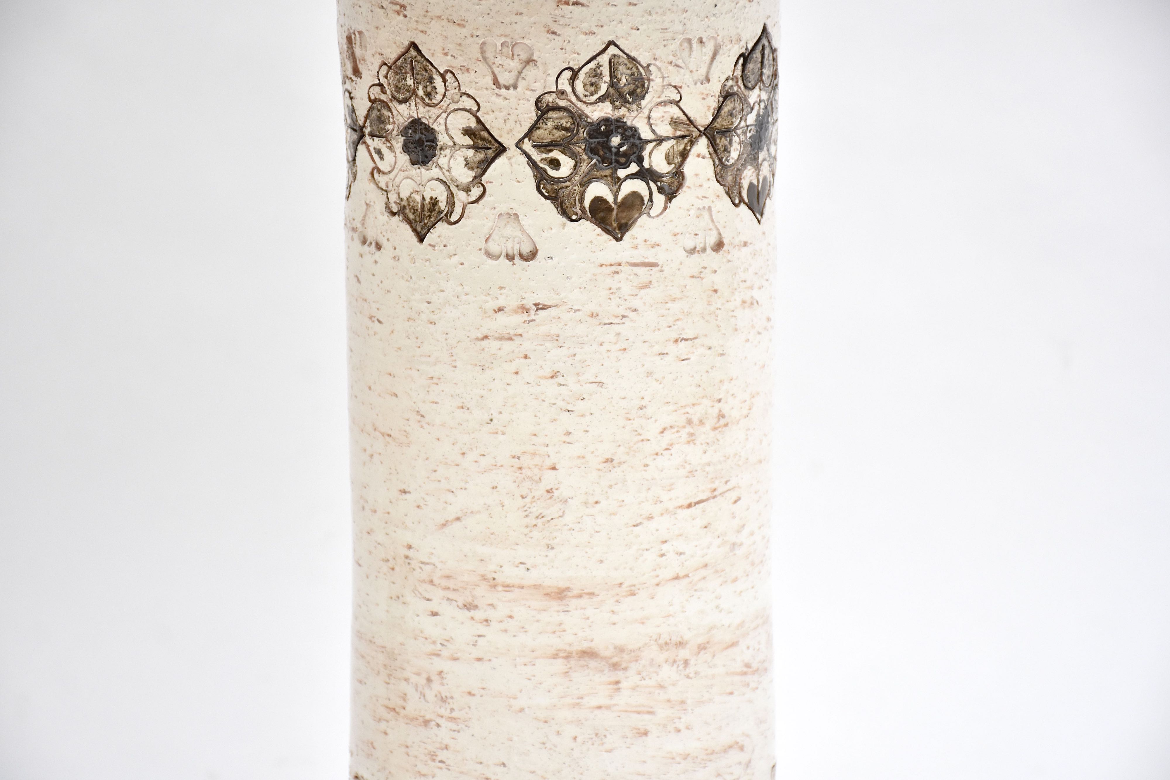 Grote  witte mid-century keramische tafellampen van Bitossi