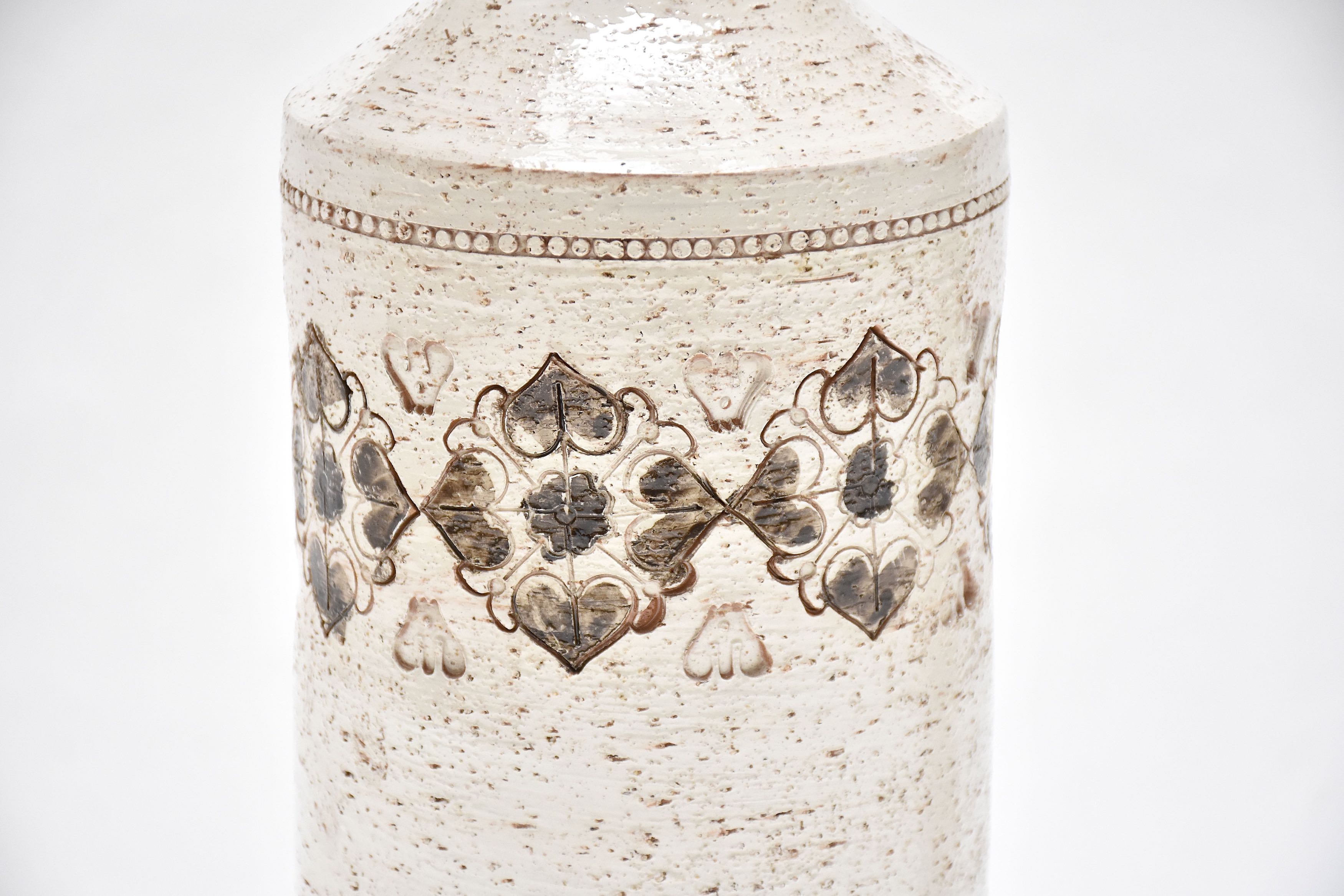 Grote  witte mid-century keramische tafellampen van Bitossi