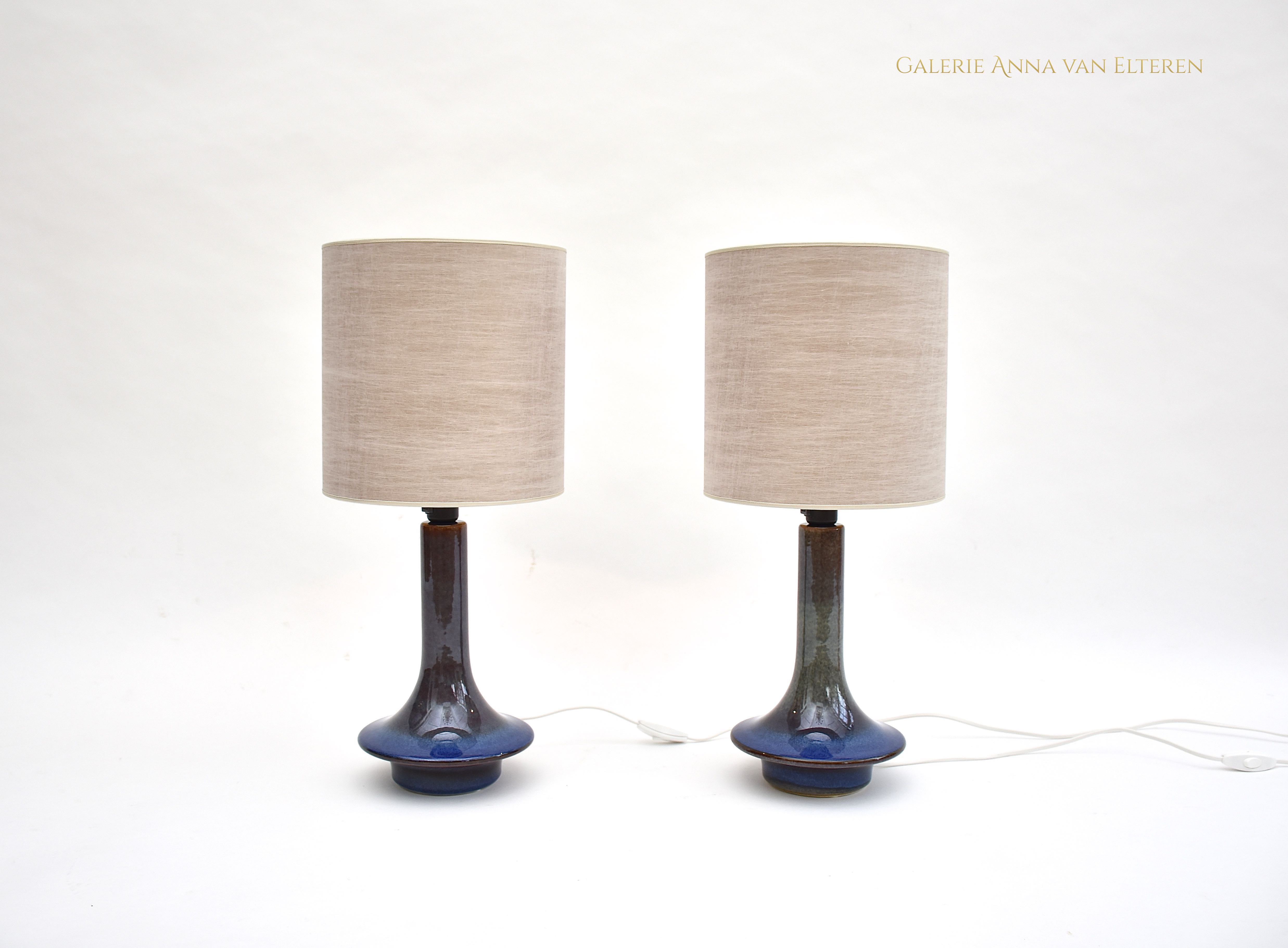Pair of mid-century Danish ceramic table lamps  by Soholm