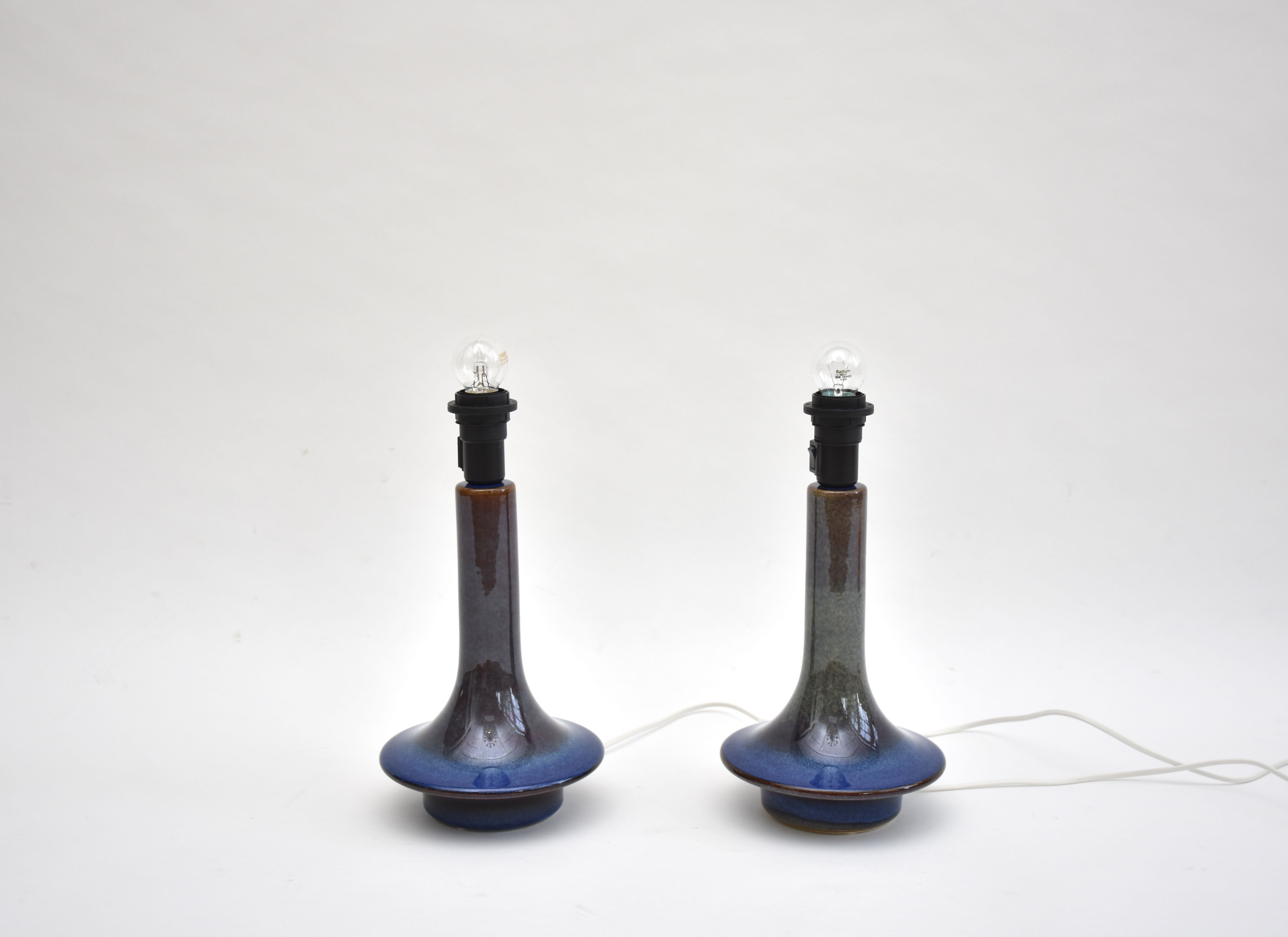 Pair of mid-century Danish ceramic table lamps  by Soholm