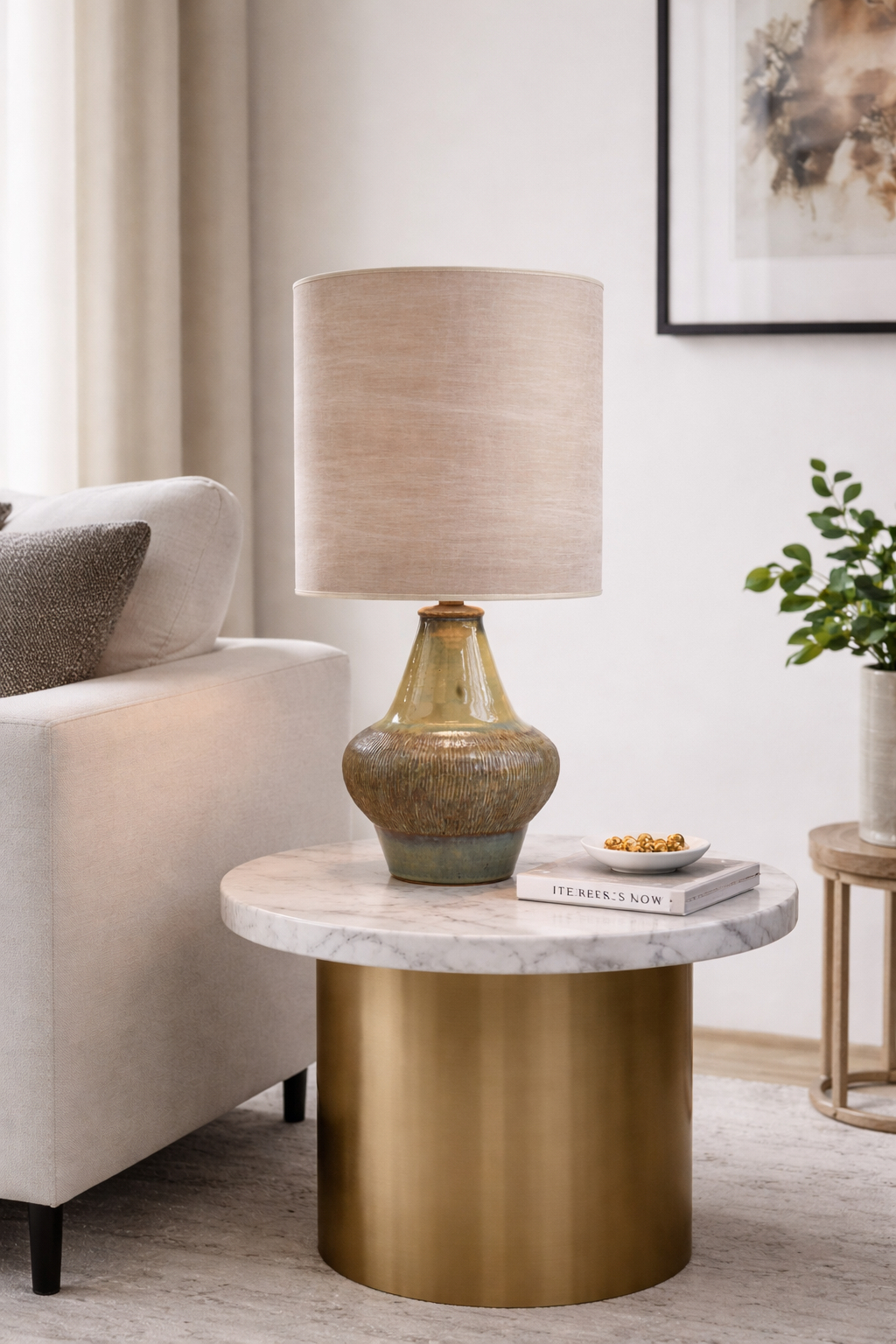 Dänische Keramik-Tischlampe aus der Mitte des Jahrhunderts von Soholm