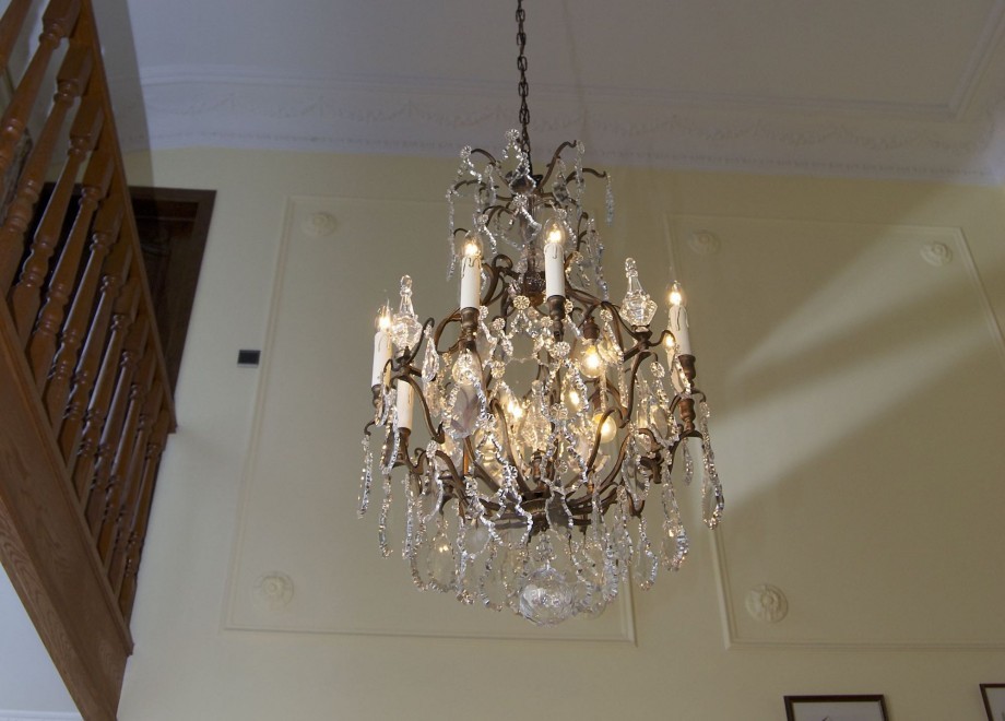 French chandelier in the stairwell